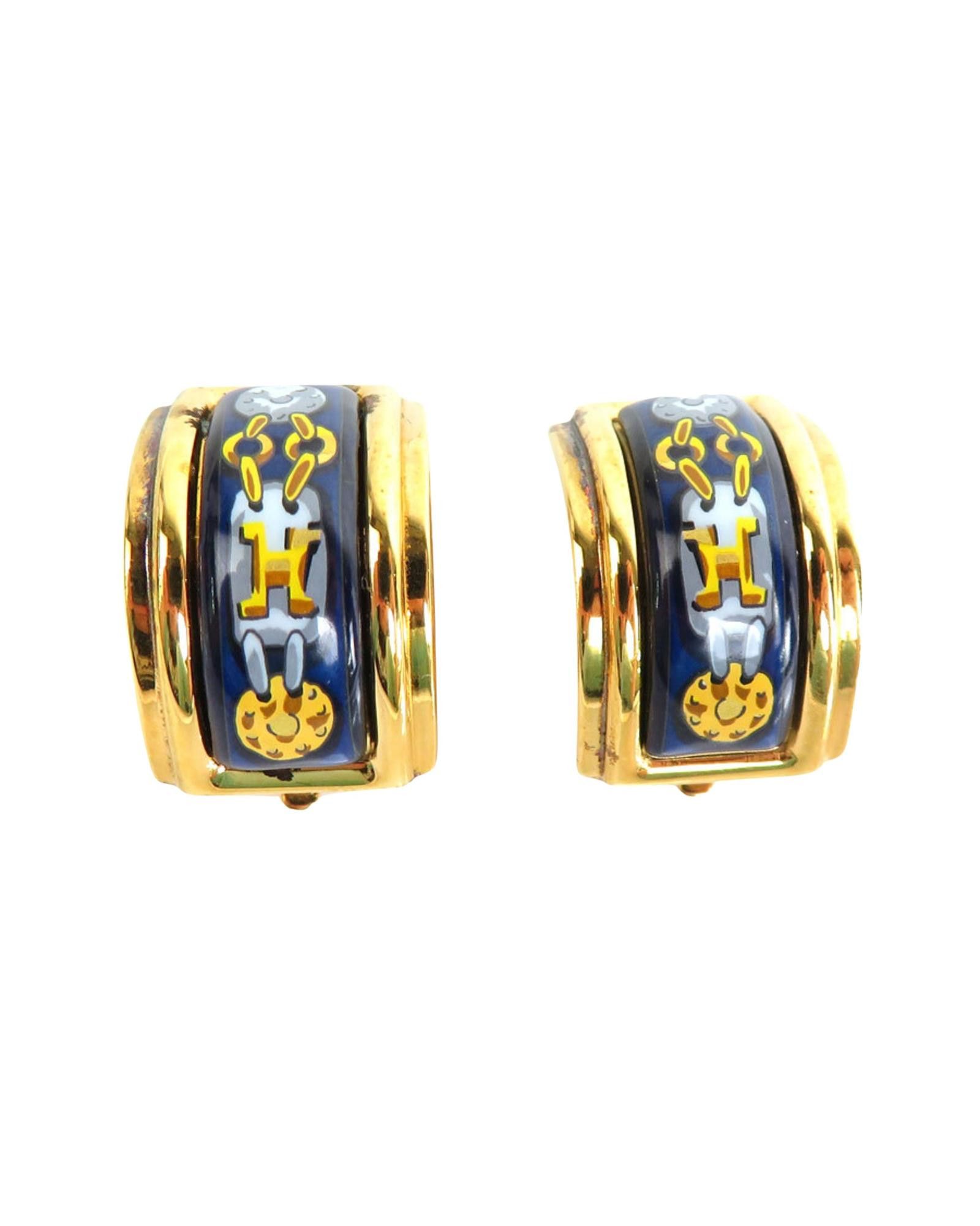 image of Hermes Gold Metal Earring From France - Ab Condition, Women's
