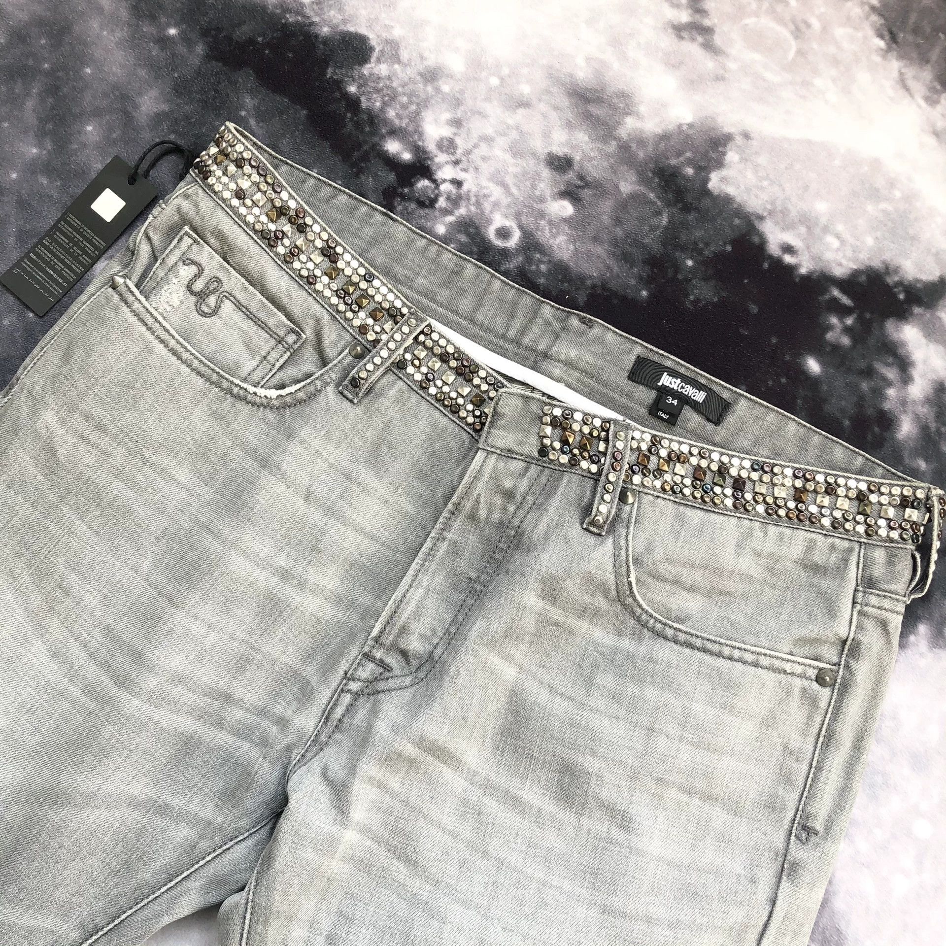 Just Cavalli Rivet Waist Gray Jeans