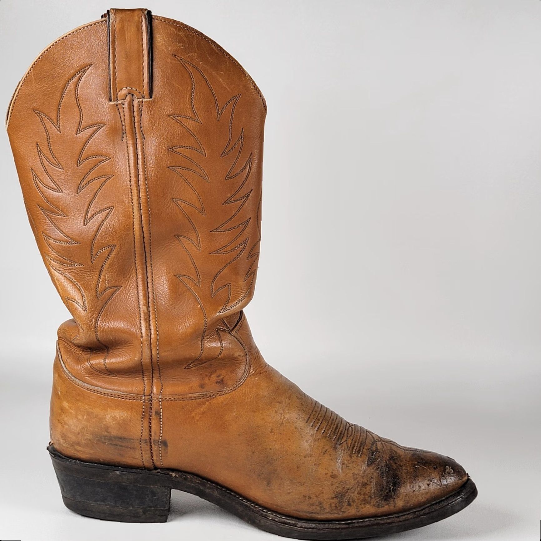 Justin Boots VINTAGE Justin Boots Men's 10.5 E Brown Leather Cowboy Western Pull-on Boots USA Size US 11 / EU 44 - 6 Thumbnail