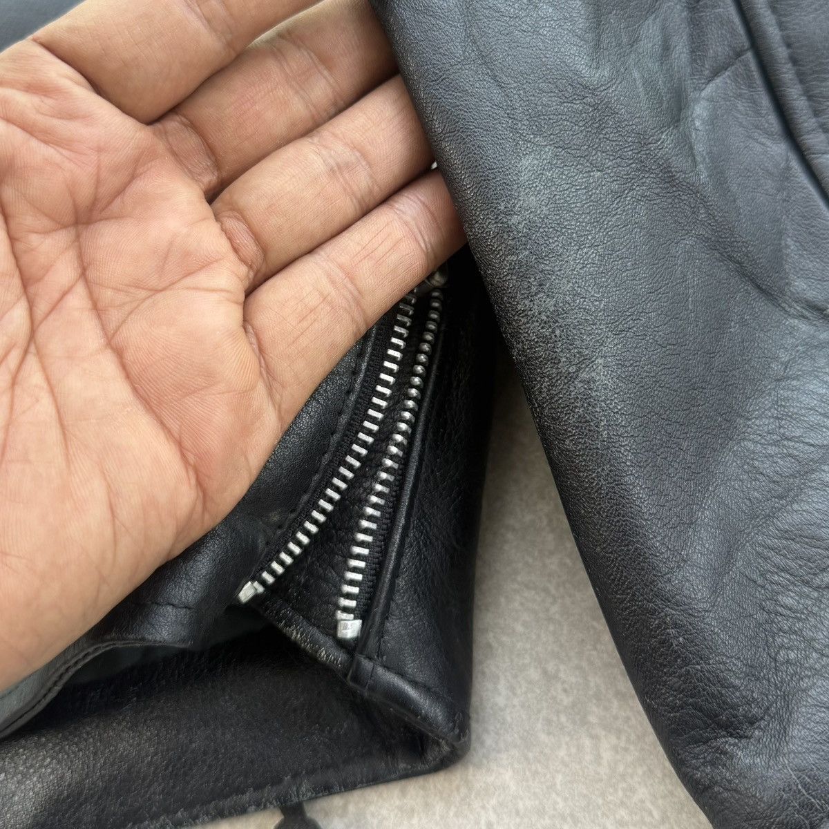 Japanese Brand Vintage KRABPER Genuine Leather Crop Biker Jacket Size M / US 6-8 / IT 42-44 - 12 Thumbnail