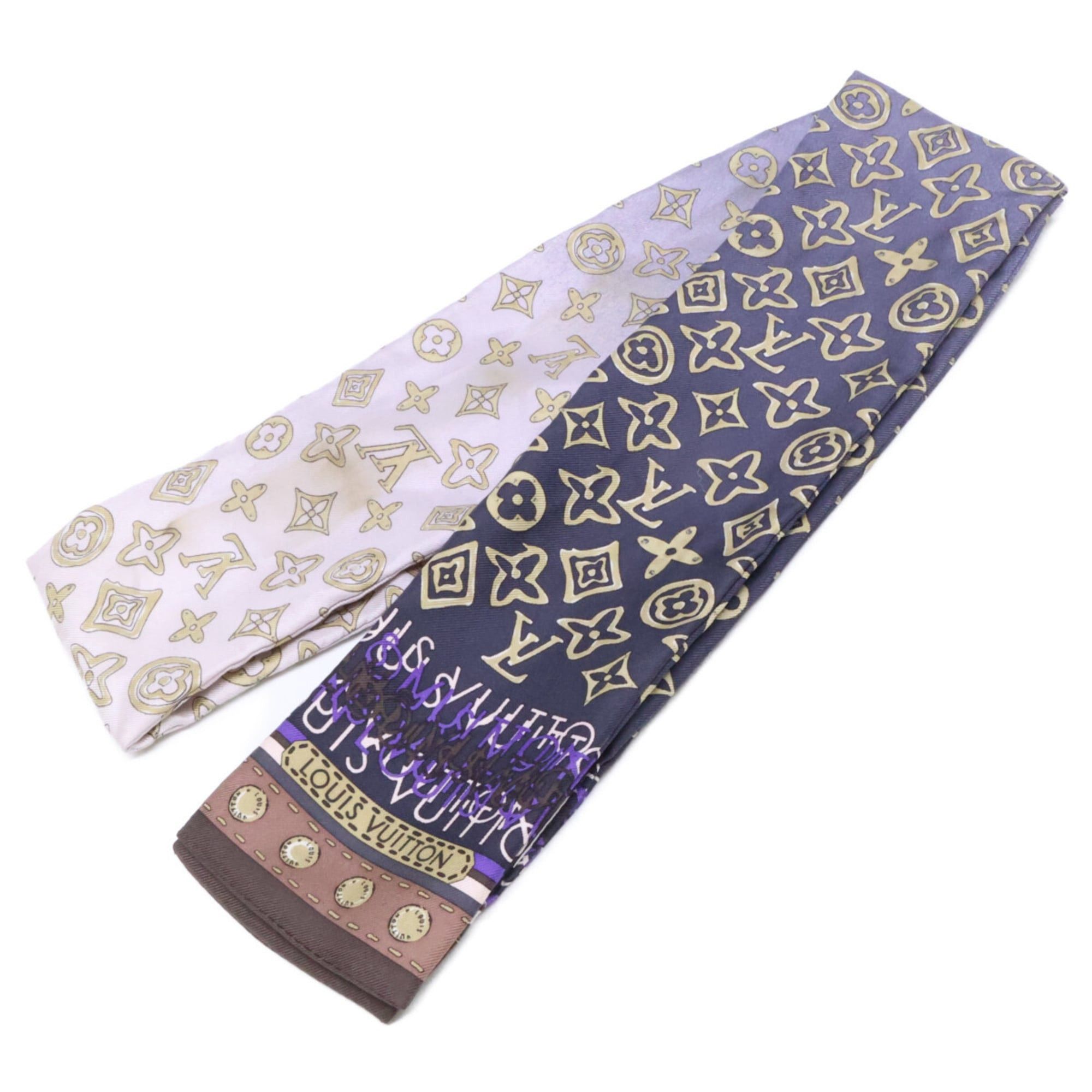 LOUIS VUITTON 402470 Silk Bandeau Scarf Purple Women's
