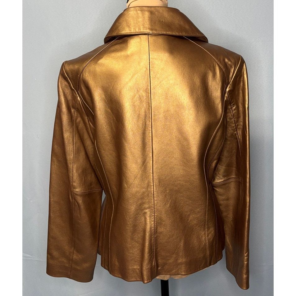 Black Rivet BLACK RIVET Women's Leather Zip-Front Jacket | Size L Size L / US 10 / IT 46 - 4 Thumbnail