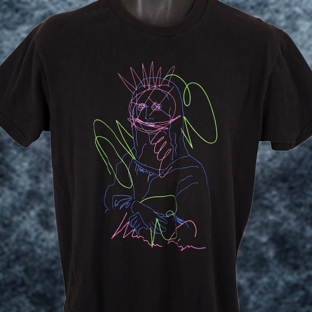 Vintage Mona Lisa T Shirt Mens Size Large Black Leonardo Da Vinci Universal Man Art Tee Size US L / EU 52-54 / 3 - 1 Thumbnail