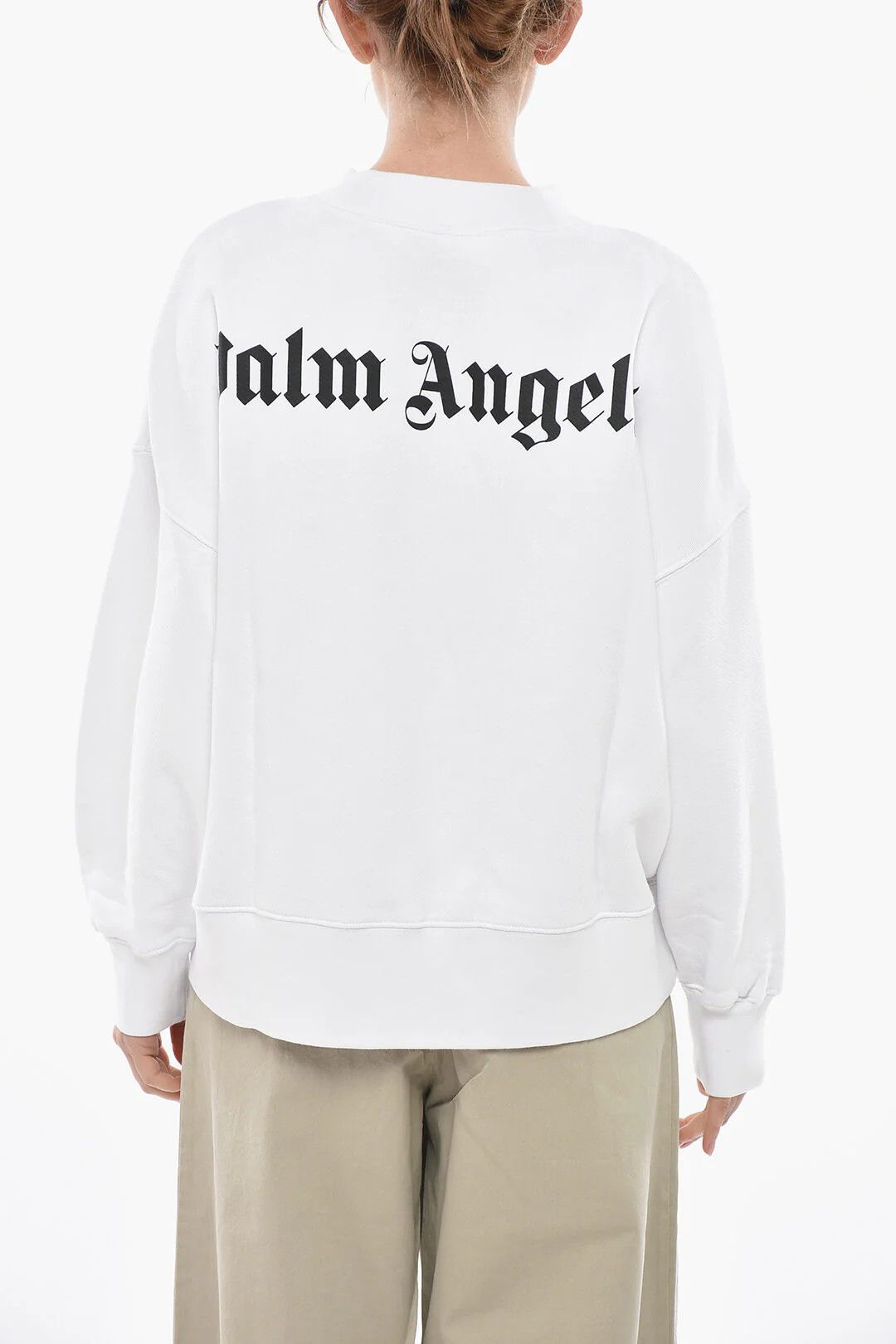 Palm Angels og1mm0326 Brushed Cotton Crewneck Sweatshirt in White Size M / US 6-8 / IT 42-44 - 2 Thumbnail