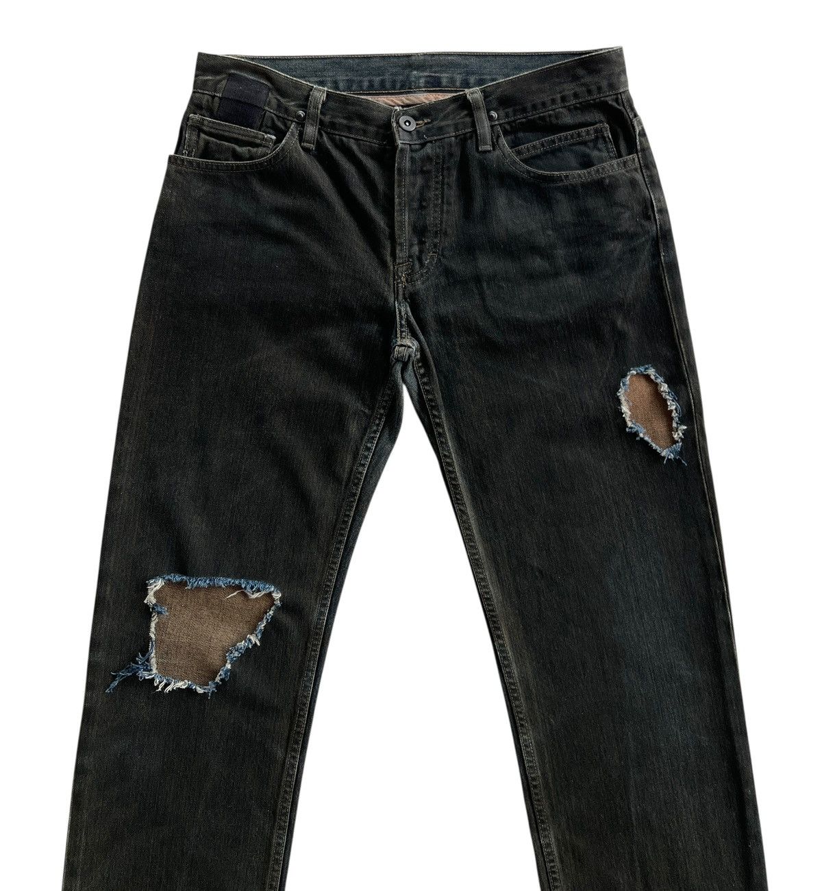 Rick Owens SLAB WFO2010 Distressed Waxed Denim Size US 31 - 2 Thumbnail
