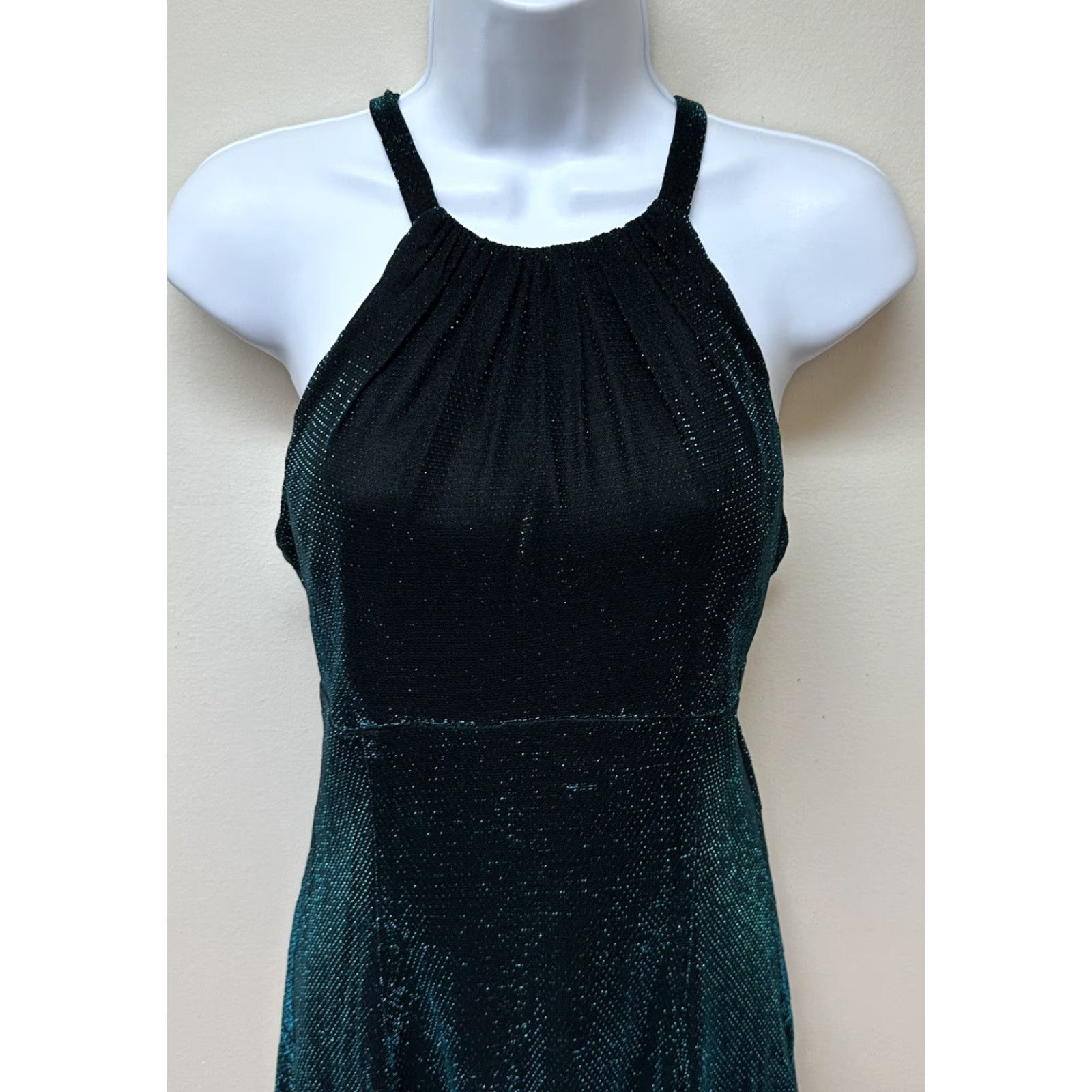 Jessica McClintock VINTAGE Jessica McClintock Gunne Sax Metallic Short Dress Party Prom Size M Dress Womens 80s Green Glam Rock Size 28" / US 6 / IT 42 - 3 Thumbnail