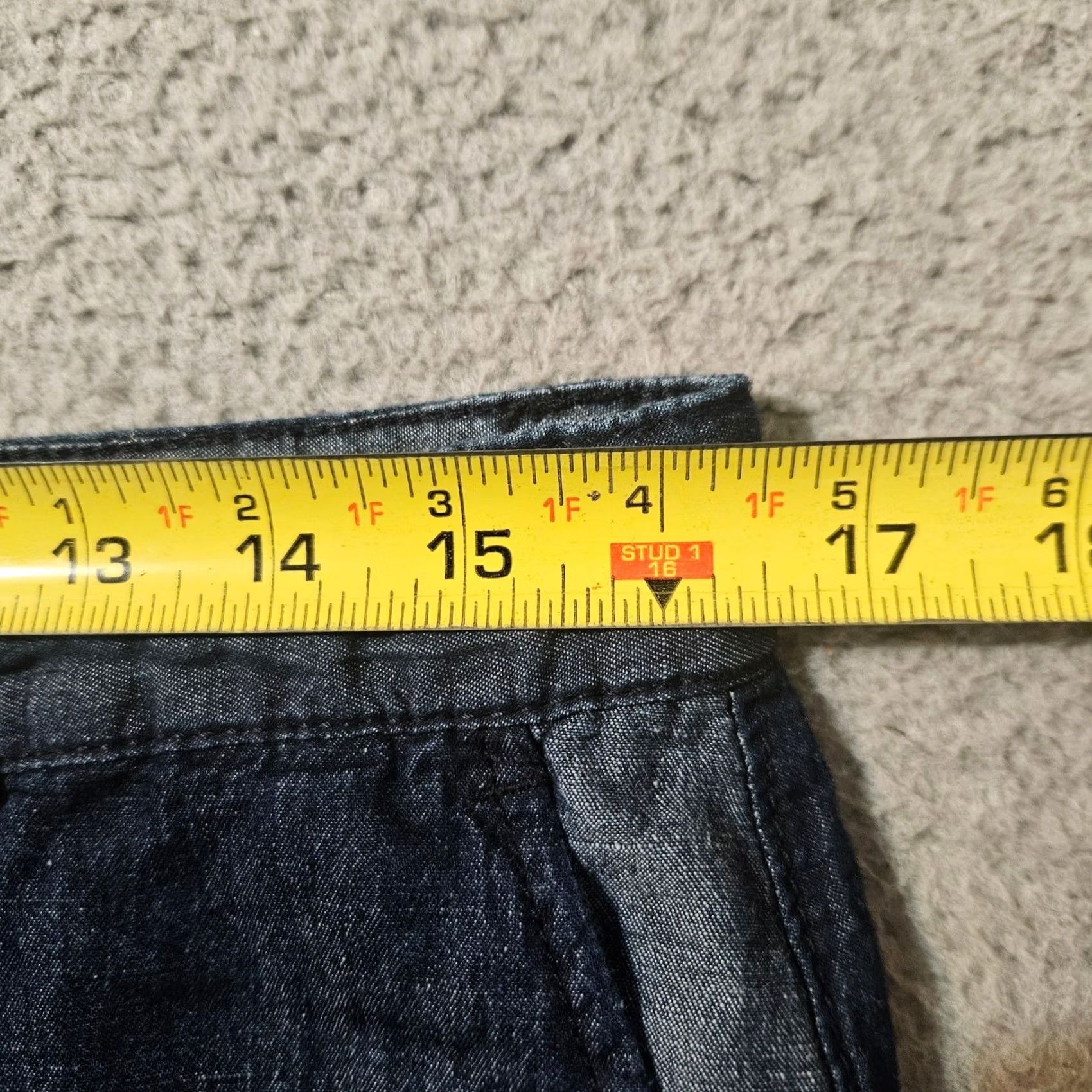 Armani Exchange Armani Exchange A|X Shorts Mens 33 Bermuda Dark Blue Chambray Cotton Linen Size US 33 - 5 Thumbnail
