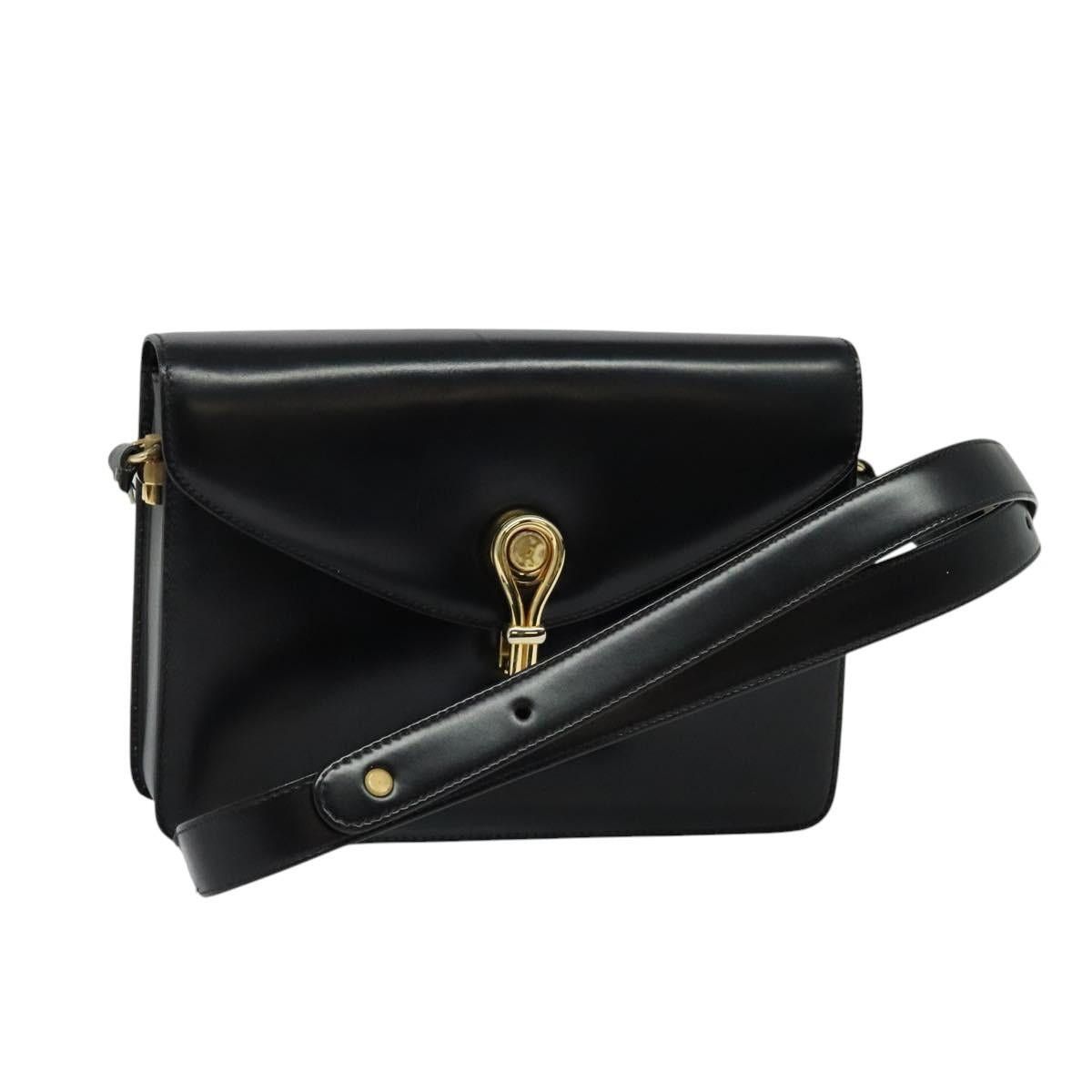 GUCCI Shoulder Bag Leather Black Gold 001 109 001 109