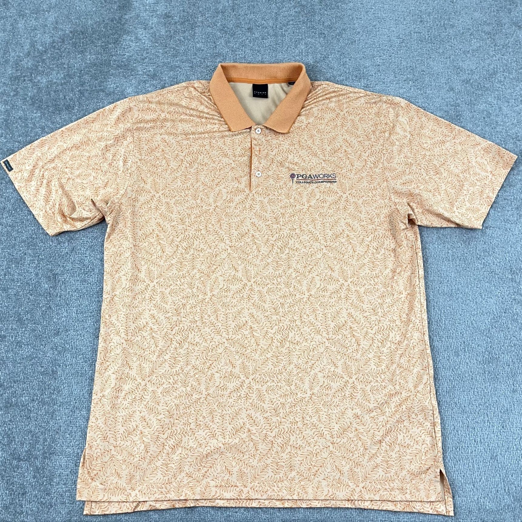 Vintage PGA WORKS Collegiate Championship Polo Shirt Mens 2XL Orange Floral Dunning Golf Size US XXL / EU 58 / 5 - 3 Thumbnail