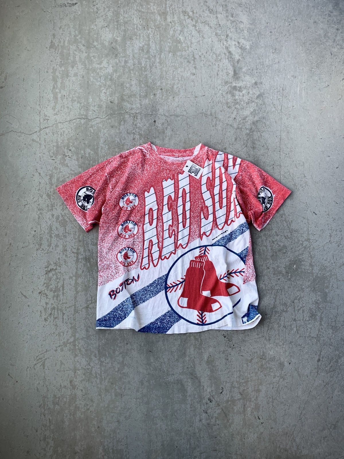 image of Vintage 90's Mlb Boston Red Sox Aop Graphic Tee in Red/White, Men's (Size XL)