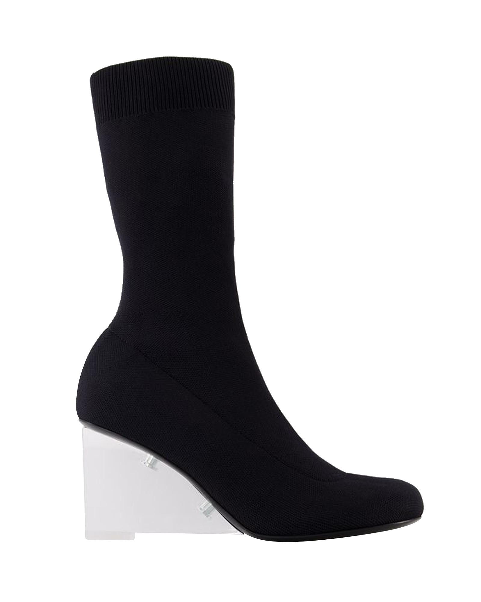 image of Alexander Mcqueen Black Leather Slip-On Boots With 7.5 Cm Heel Shoes, Women's (Size 10)