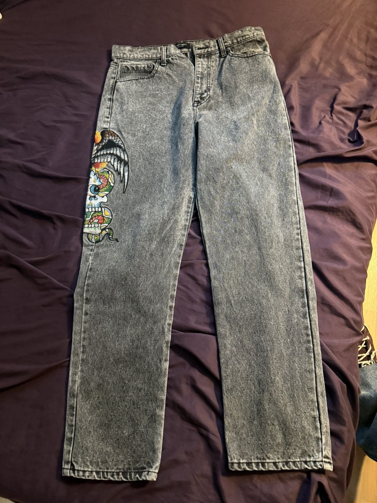 Ed Hardy Ed hardy jeans mens 32 grey with embroidery Size US 32 / EU 48 - 4 Thumbnail
