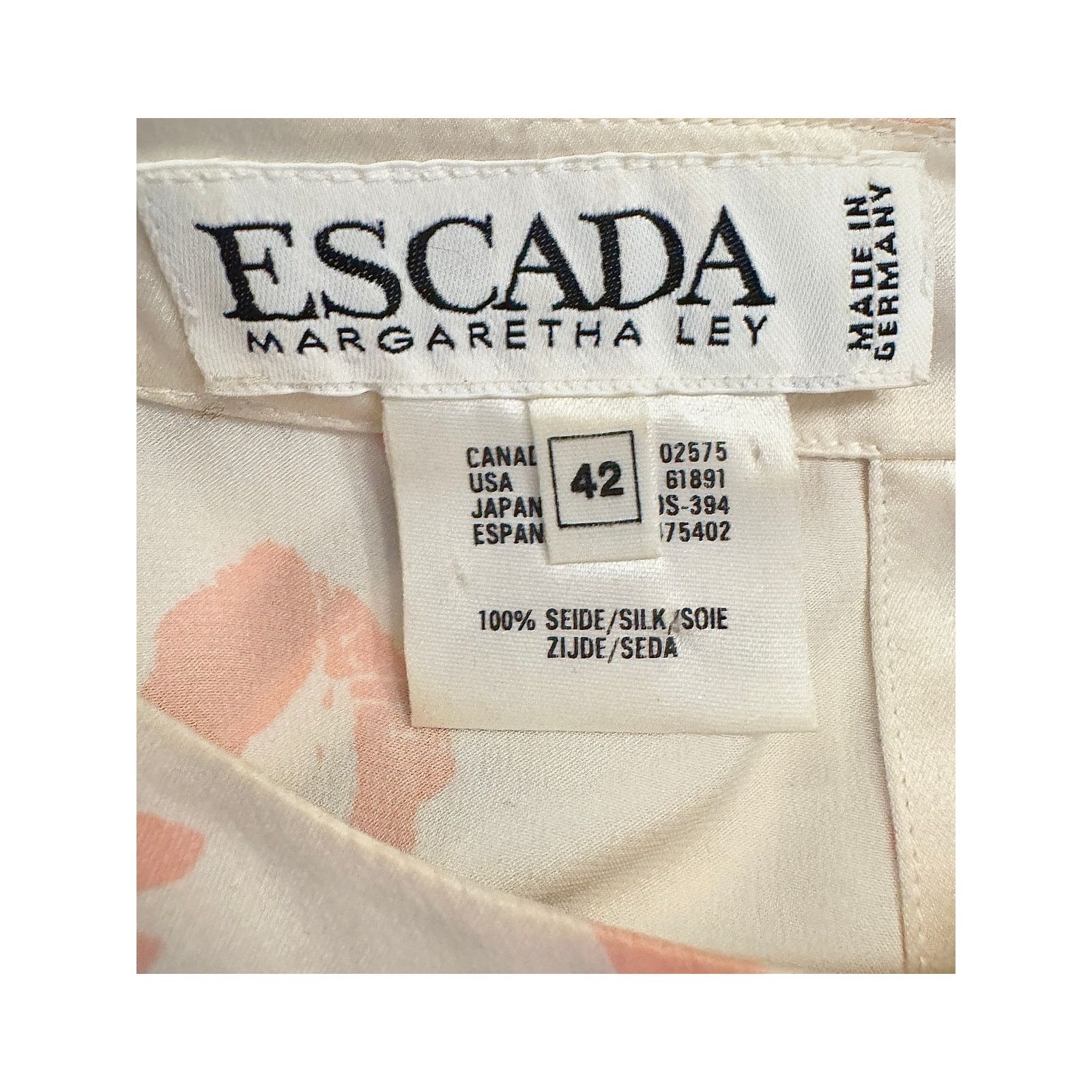 Escada Vintage Escada Cream Pink Silk Lipstick Print T-Shirt Blouse Size L / US 10 / IT 46 - 5 Thumbnail