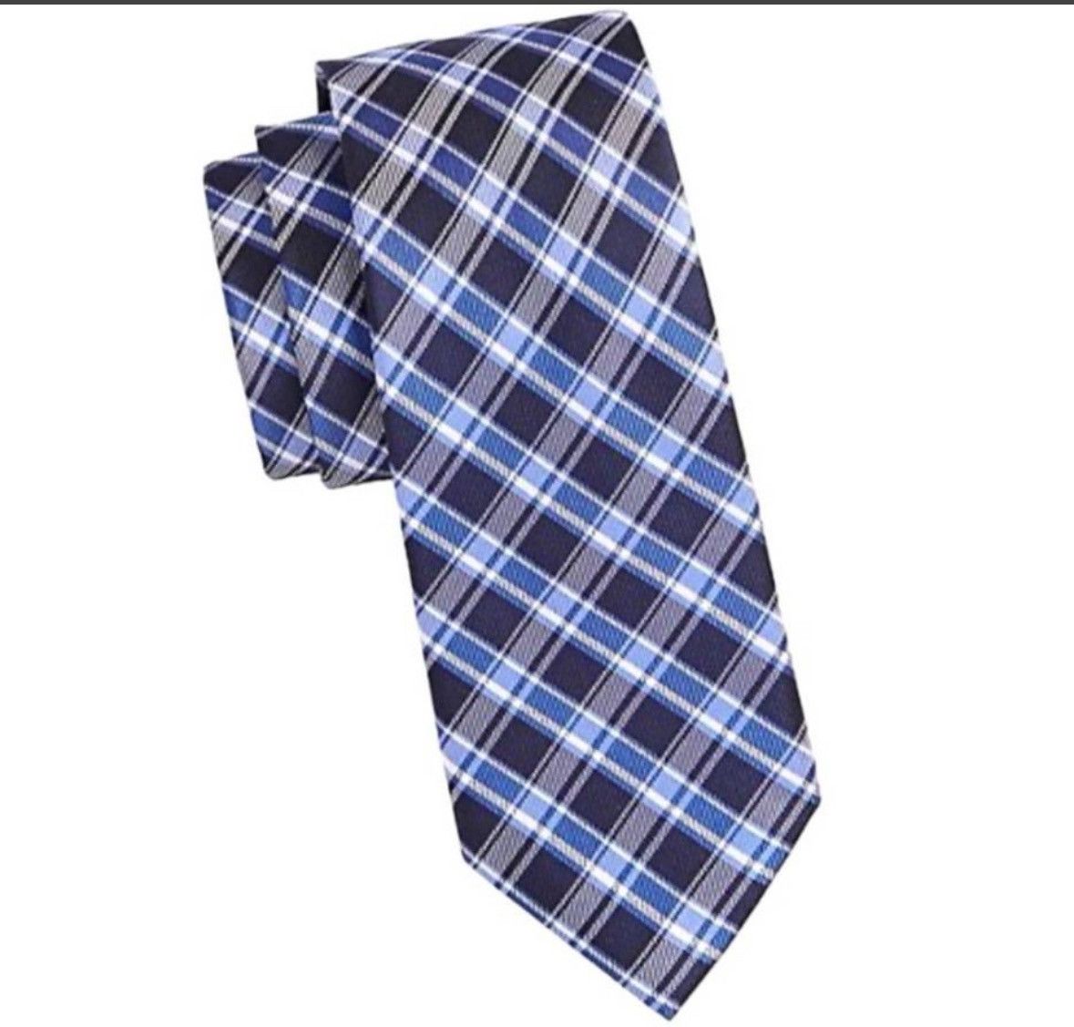 Michael Kors Michael Kors Blue Plaid 100% Silk Men's Tie Size ONE SIZE - 1 Thumbnail