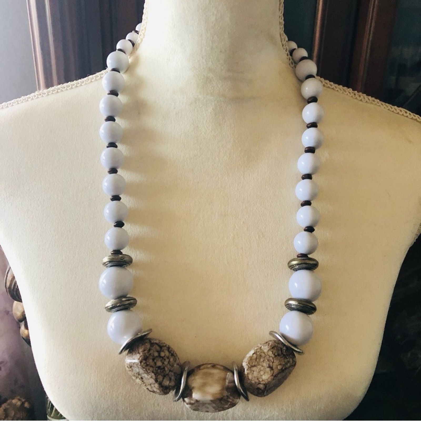 Handmade Handcrafted repurpose mixed material chunky bead necklace Size ONE SIZE - 2 Thumbnail