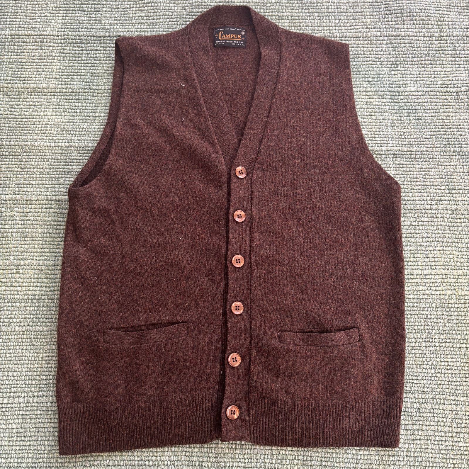 Vintage True vintage 60s brown Campus knit sweater vest Size US M / EU 48-50 / 2 - 1 Thumbnail