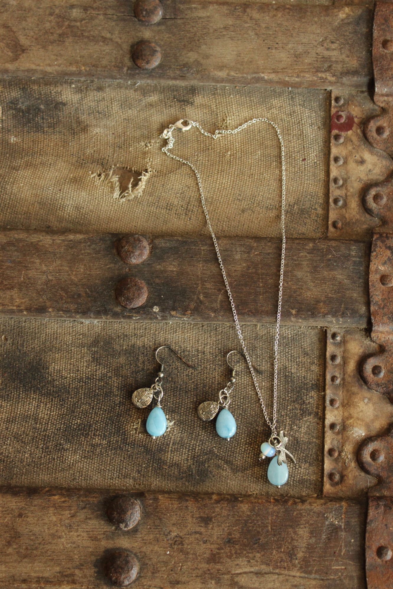Other Dragonfly Necklace and Earrings set, with Blue beads, Jewelr Size ONE SIZE - 5 Thumbnail