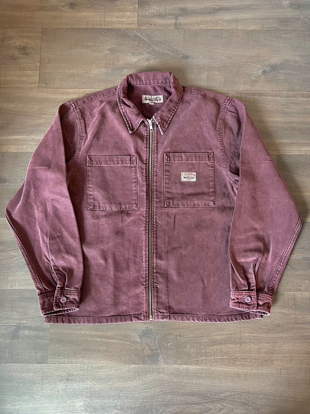 Stussy Stüssy Washed Canvas Zip Shirt Purple Small | Grailed