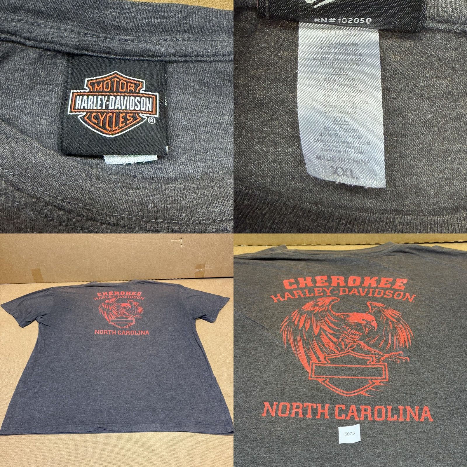 Harley Davidson Harley-Davidson Shirt Mens 2XL Gray Cherokee North Carolina Eagle Graphic Tee Size US XXL / EU 58 / 5 - 8 Thumbnail