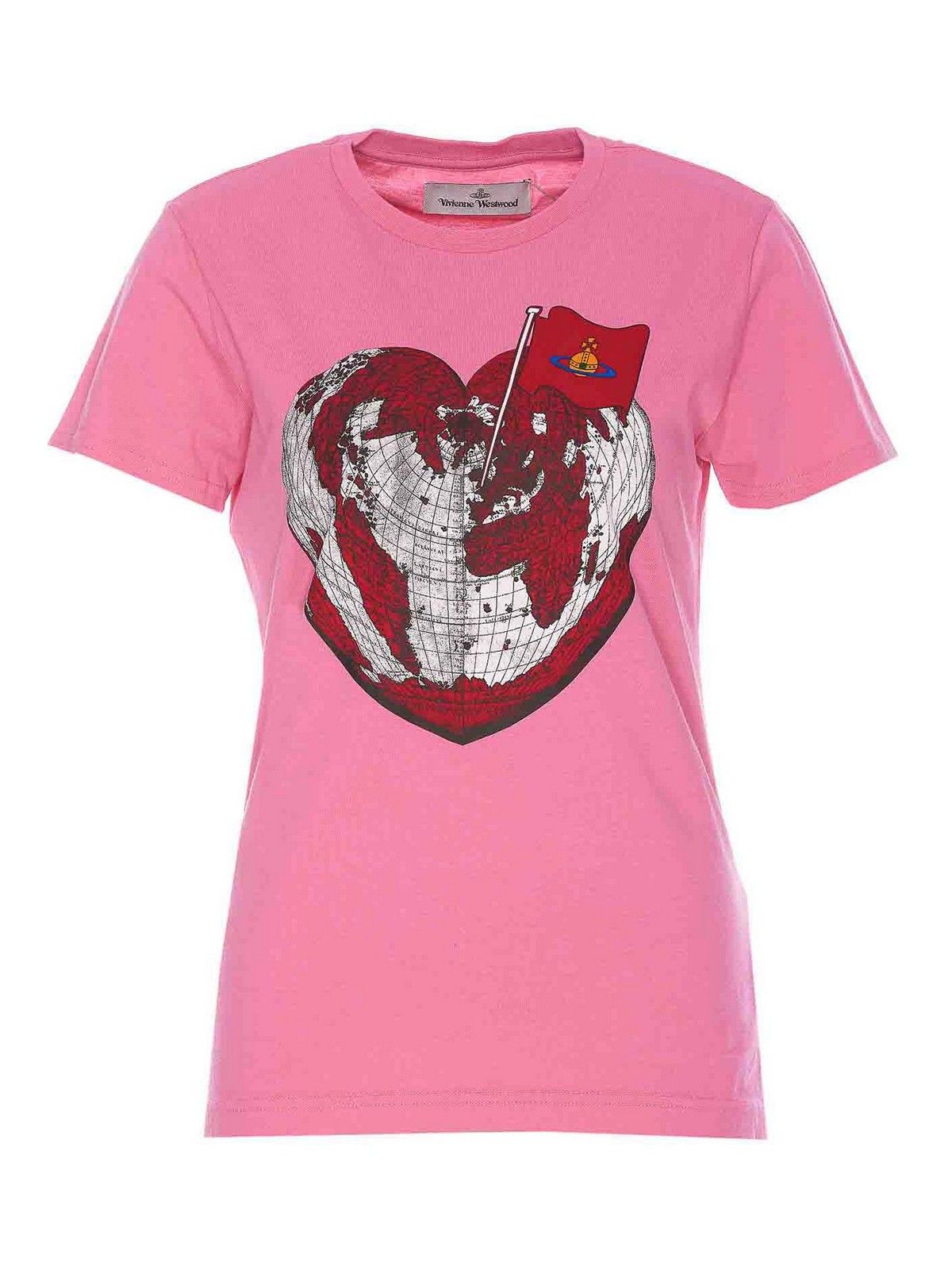Vivienne Westwood o1f1d3z0426 Heart World T-Shirt in Pink Size XXS / US 00 / IT 34 - 1 Thumbnail