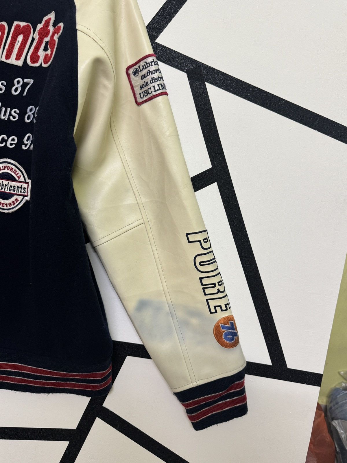 Japanese Brand Vintage 76 Lubricant Sistem Varsity Patches Leather Jackets Size US M / EU 48-50 / 2 - 17 Thumbnail