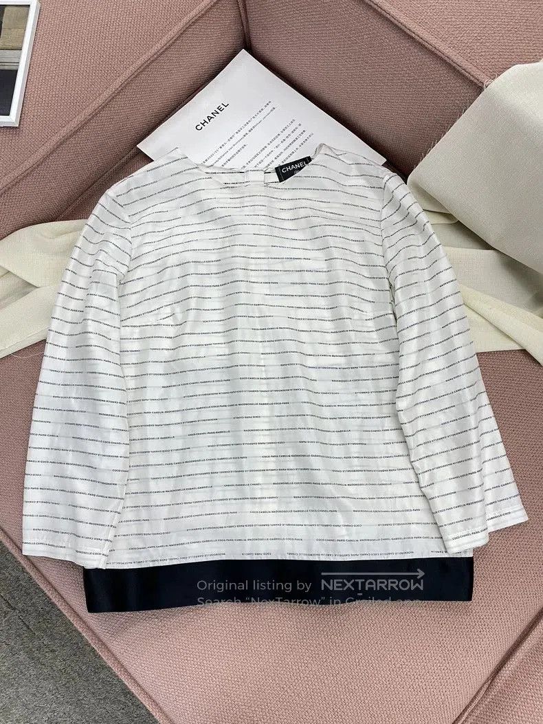 Chanel Chanel 20S Logo Stripe Silk Top. Size US L / EU 52-54 / 3 - 1 Thumbnail