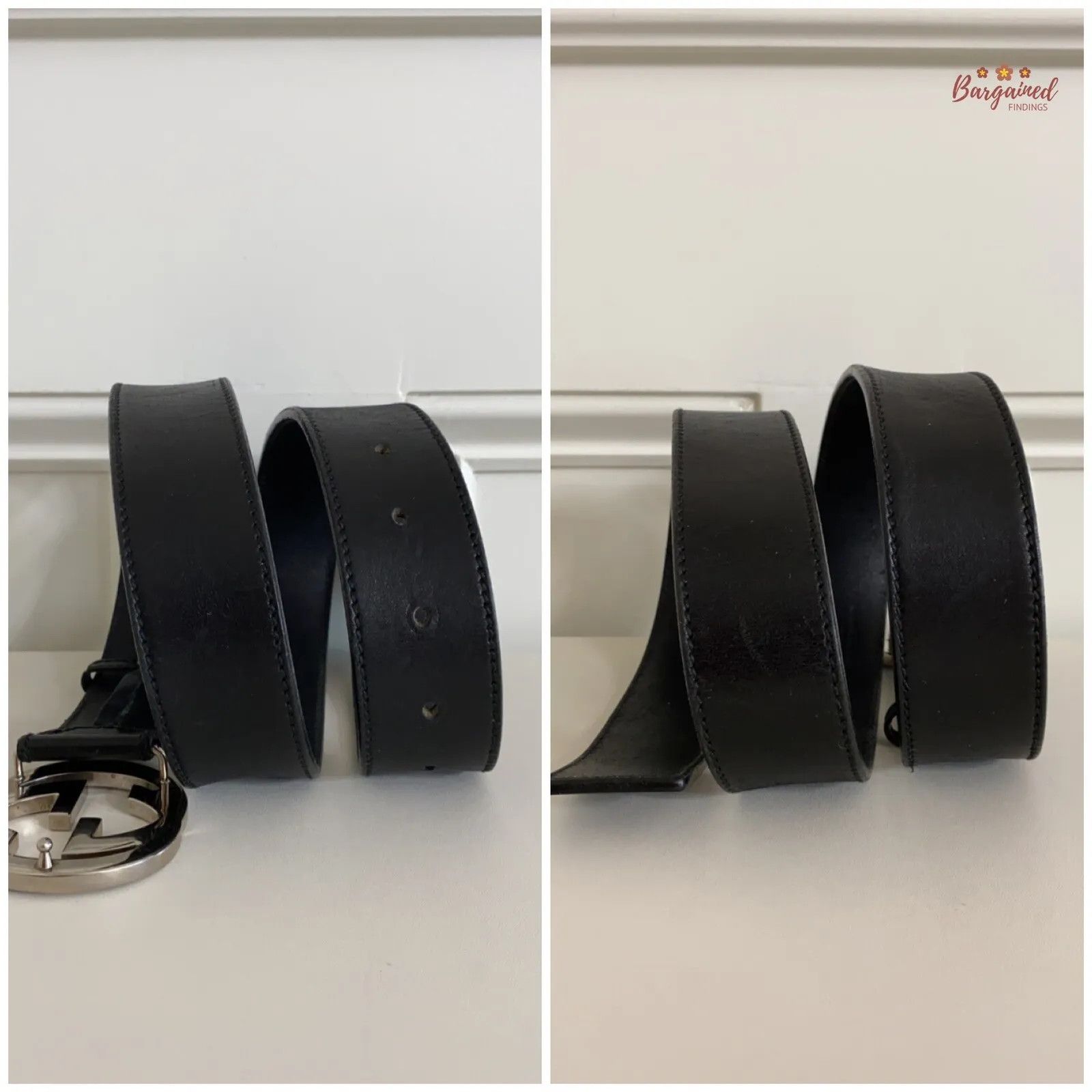 Gucci Gucci Calfskin Leather Silver Interlocking G Buckle Belt Size 34 - 4 Thumbnail