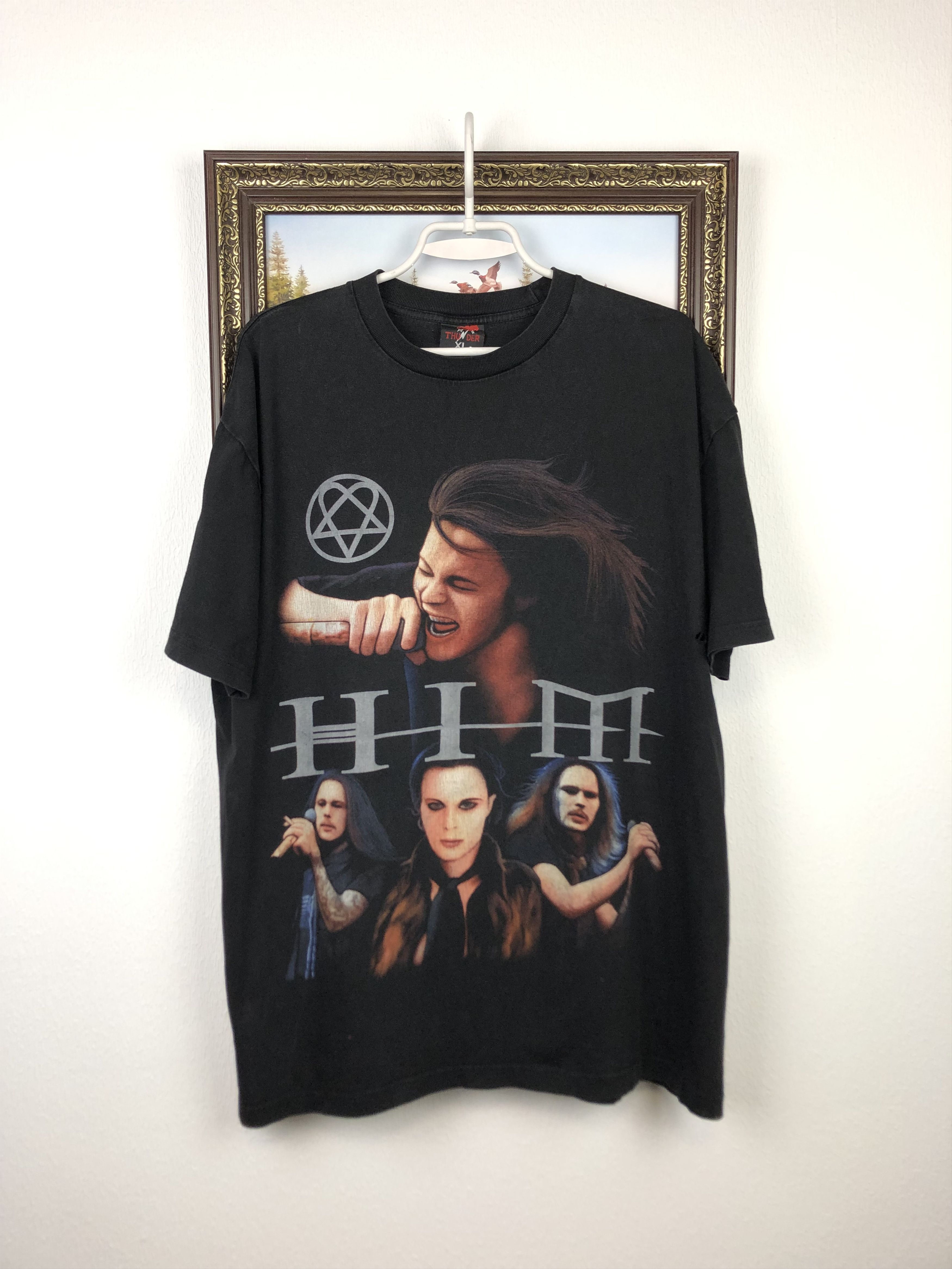 Band Tees × Vintage Vintage HIM Band Tee Black Rock Shirt Mens Rare Over Print Size US XL / EU 56 / 4 - 1 Thumbnail