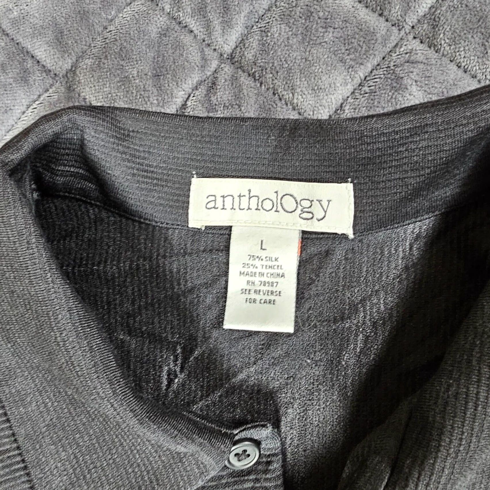 Vintage Anthology Shirt Mens L Silk Blend Black Button Up Collared Short Sleeve Size US L / EU 52-54 / 3 - 2 Thumbnail