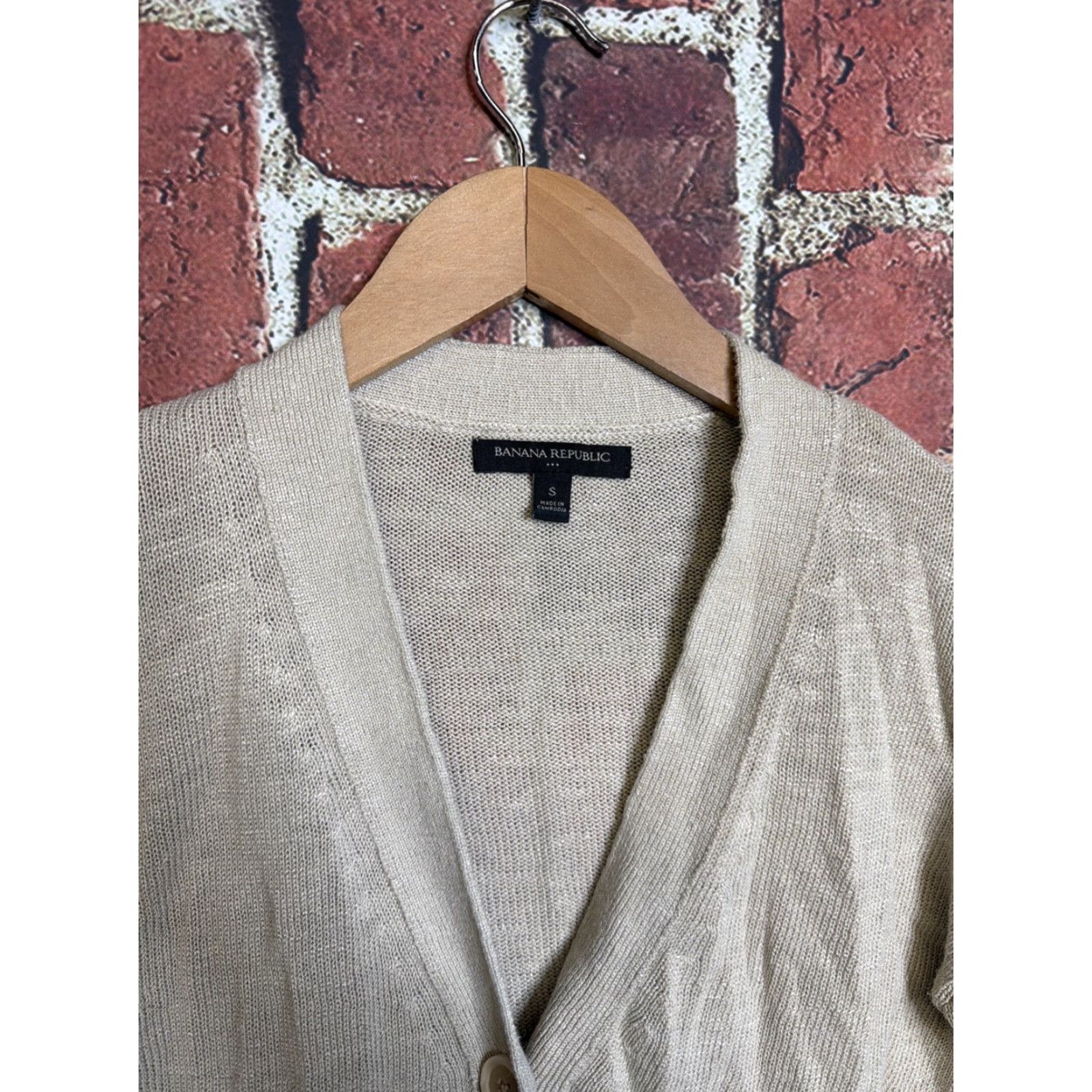 Banana Republic Banana Republic Cardigan Womens Small Beige Cotton Knit Open Solid Size S / US 4 / IT 40 - 2 Thumbnail