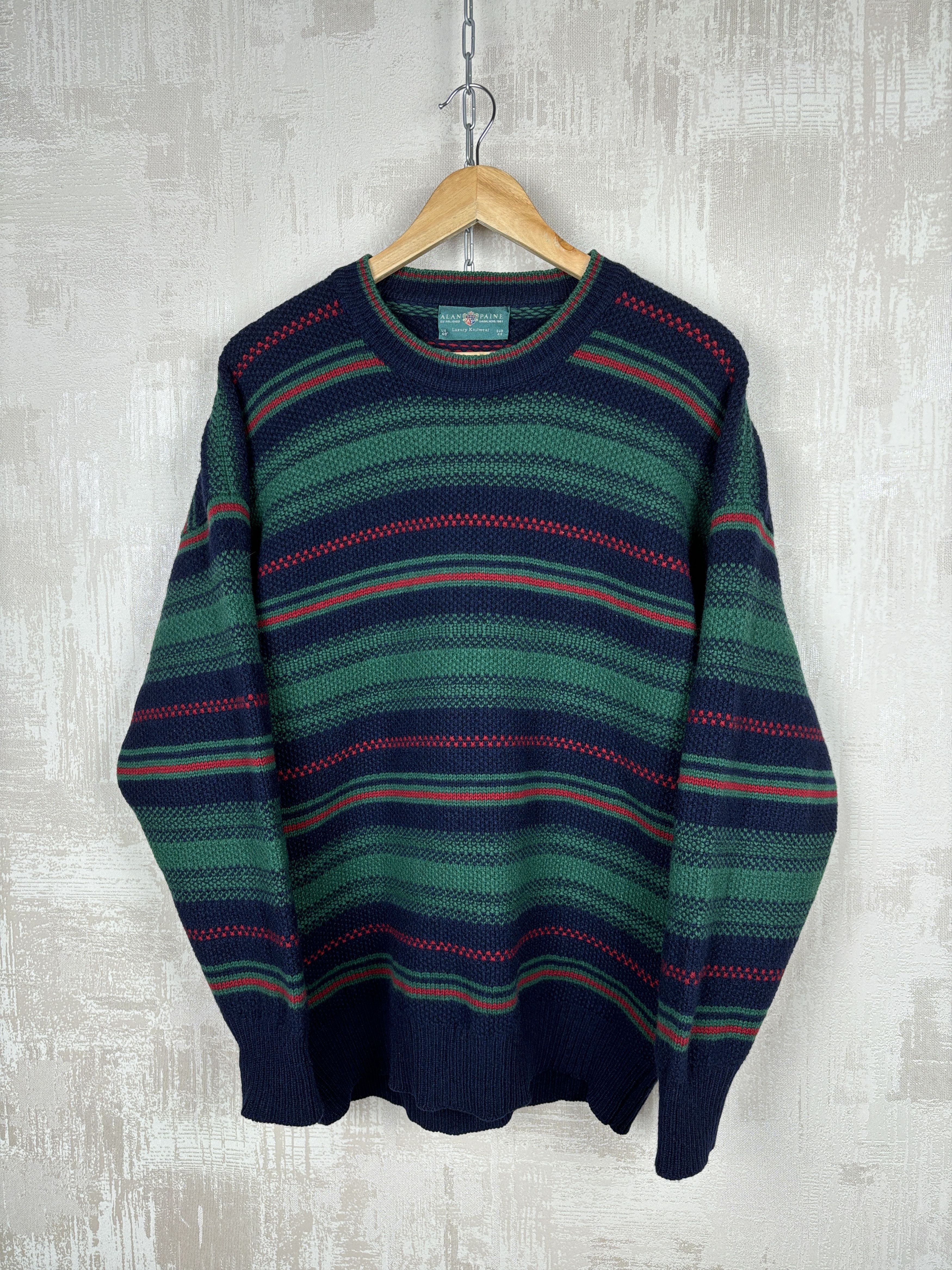 Alan Paine × Vintage Alan Paine Wool Crew Sweater Striped Size UK 40" EU 48 Size US L / EU 52-54 / 3 - 9 Thumbnail