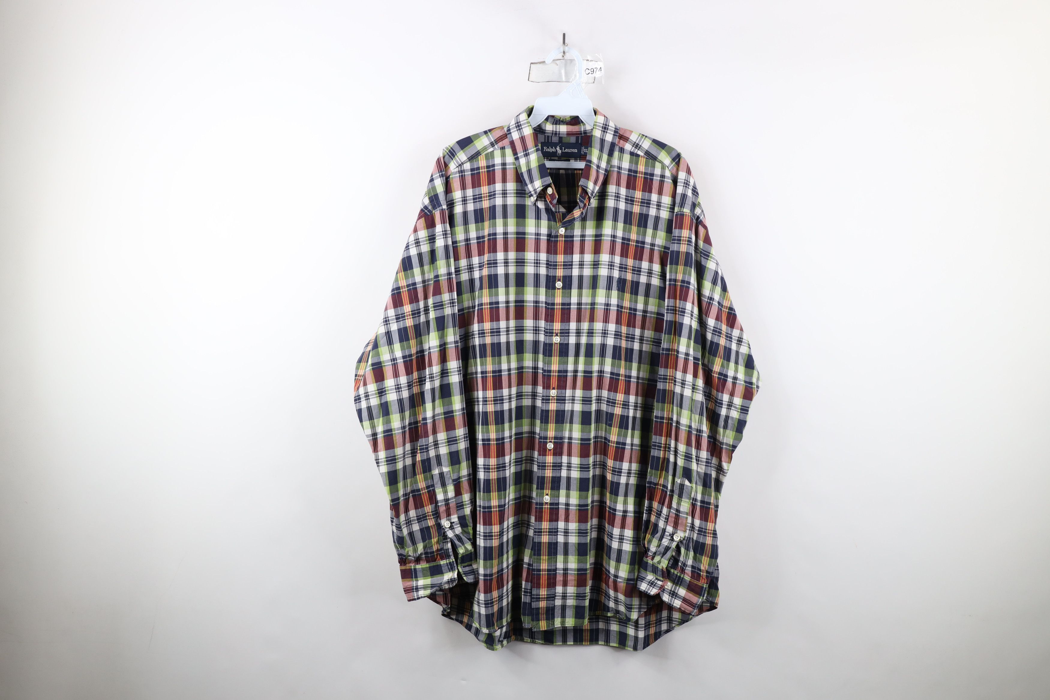 Ralph Lauren × Vintage Vintage 90s Ralph Lauren Plaid Button Down Shirt Cotton Size US XL / EU 56 / 4 - 1 Thumbnail