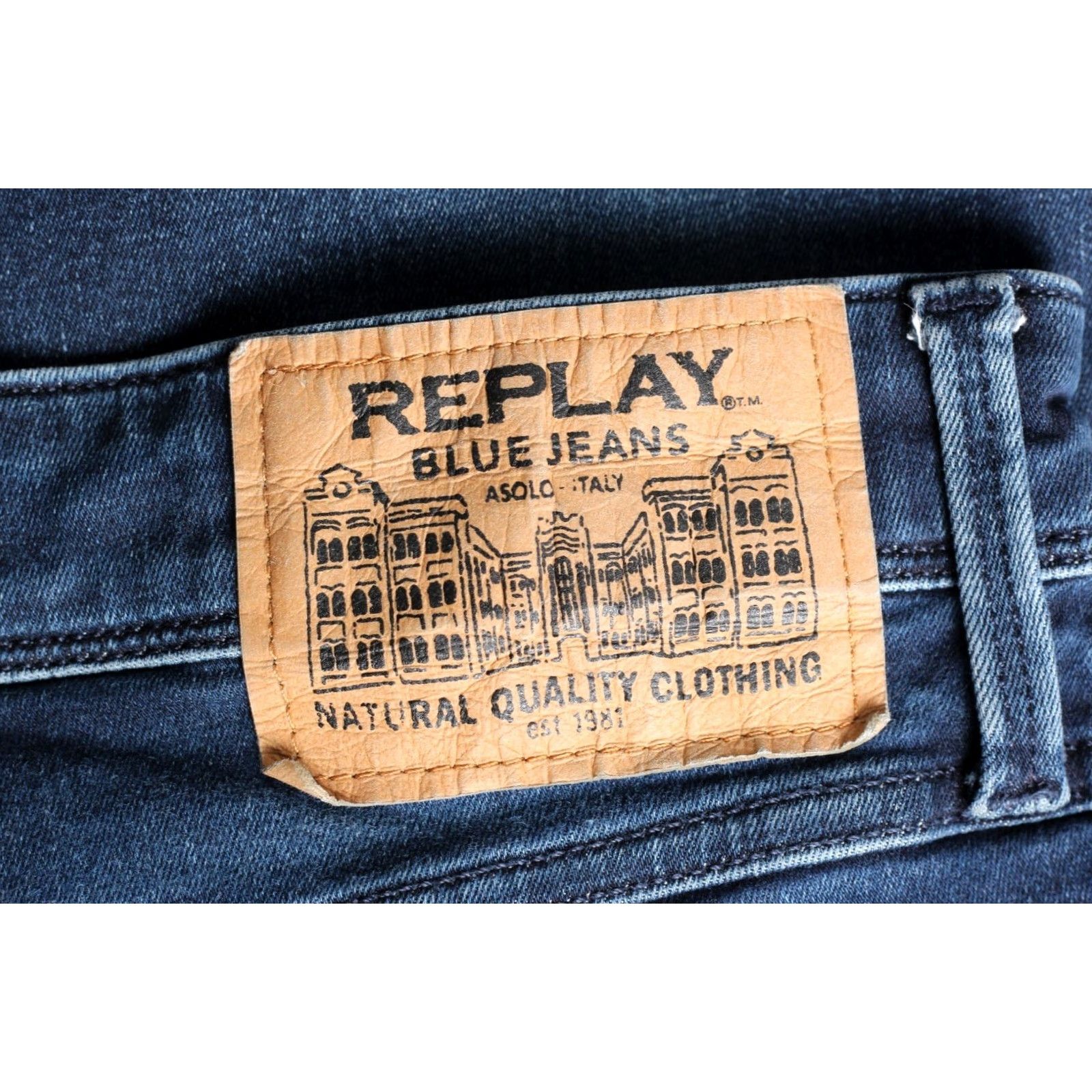 Replay REPLAY ANBASS Stretch Slim Fit Jeans Men W36 L32 Inseam 30" Blue 5-Pocket Denim Cotton Polyester Elastane Jeans Mens Slim 36/32 Size US 36 / EU 52 - 3 Thumbnail