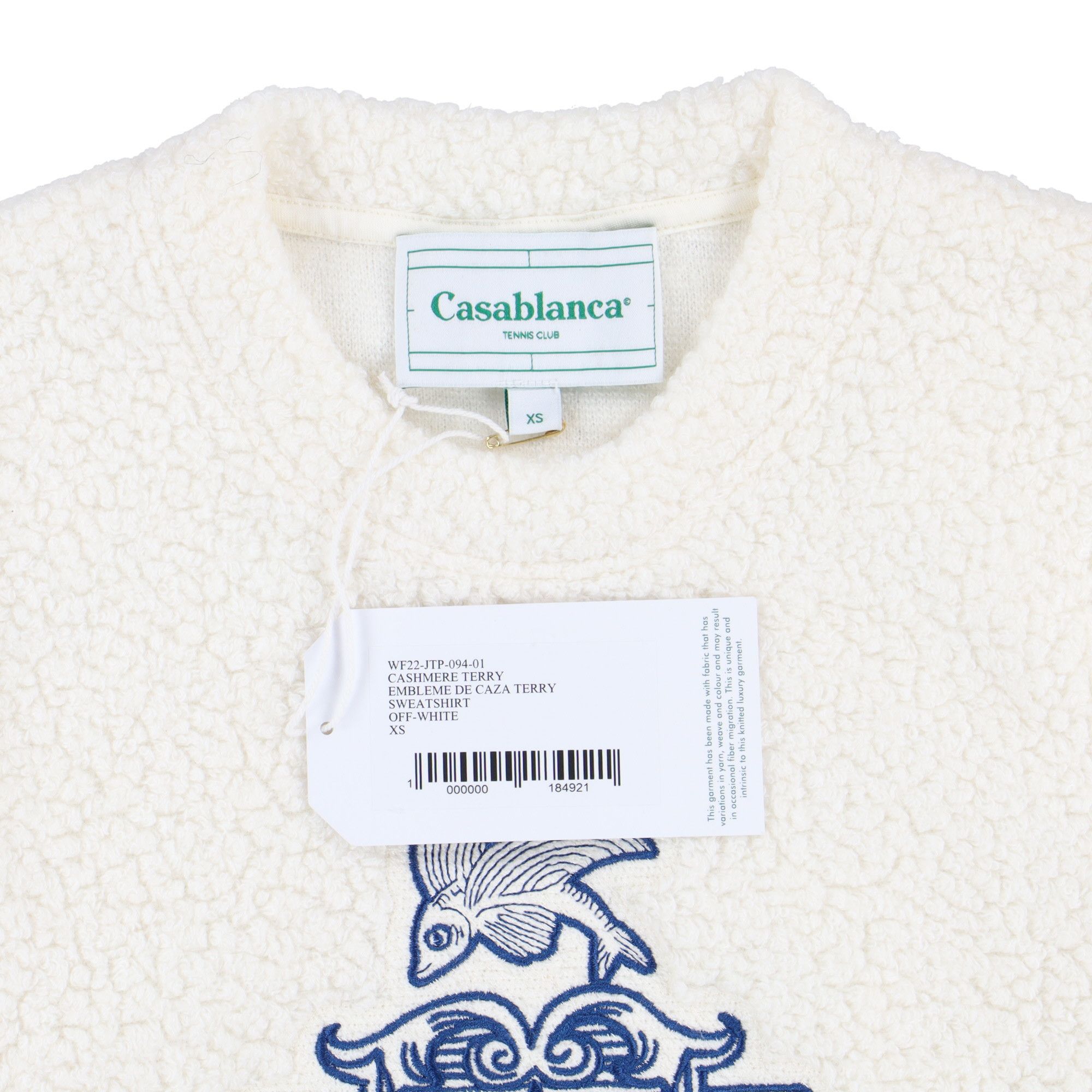 Casablanca White Embleme De Caza Logo Terry Sweatshirt Size XS / US 0-2 / IT 36-38 - 6 Thumbnail