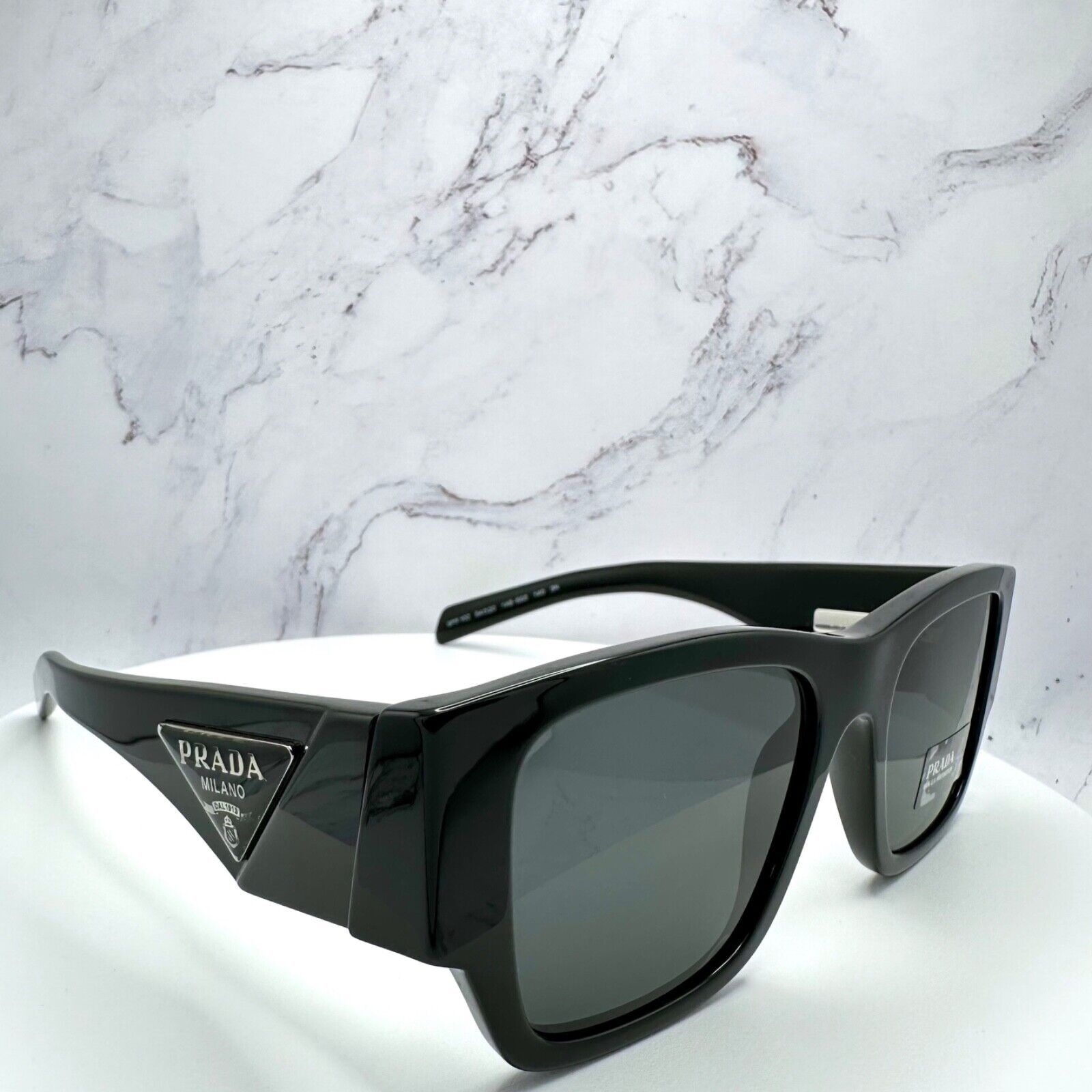 Prada New Prada Sunglasses Black Square Oversized Triangle Plaque Size ONE SIZE - 18 Thumbnail