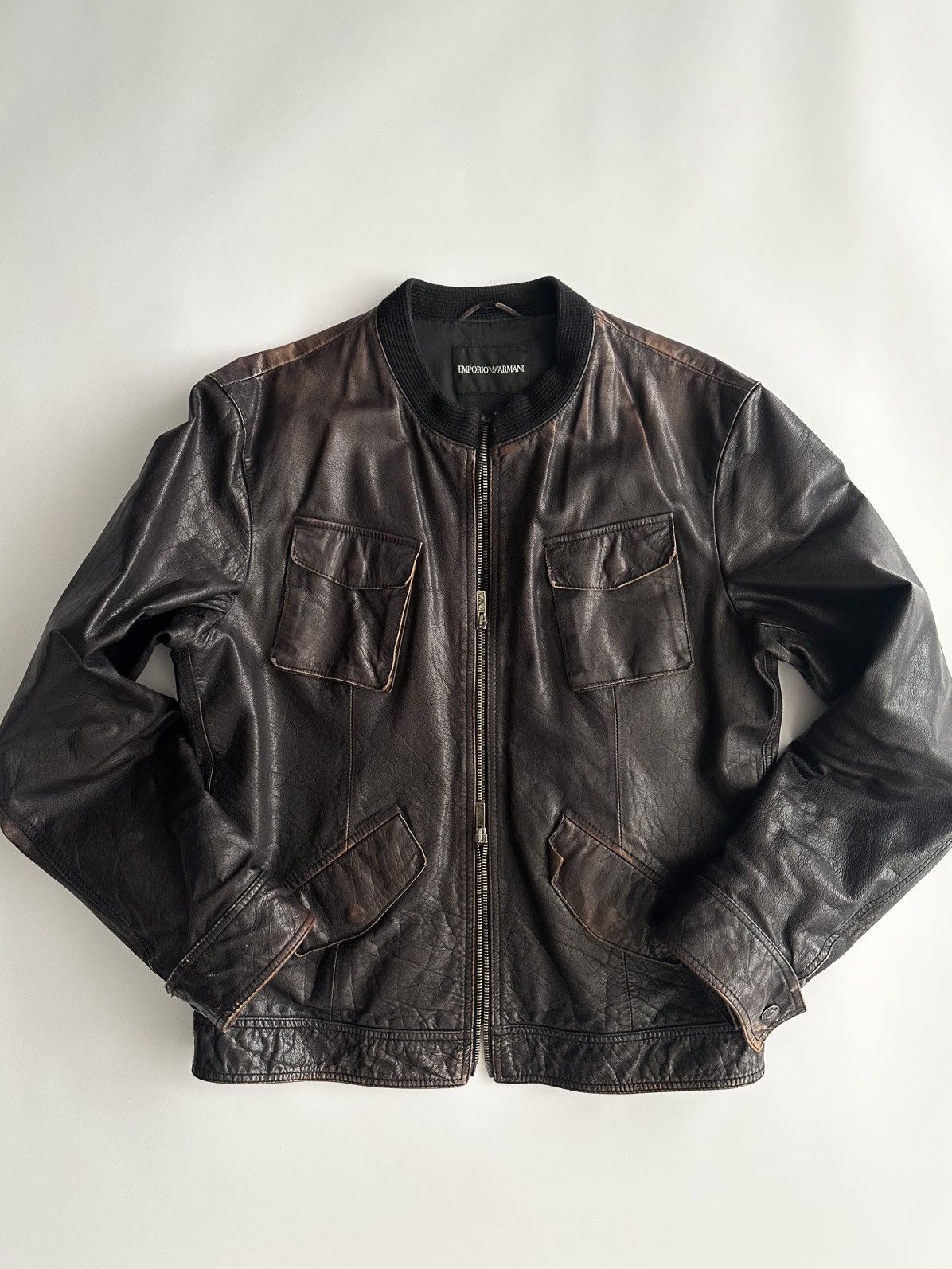 Emporio Armani Emporio Armani 2000’s Aged Leather Jacket Size US M / EU 48-50 / 2 - 5 Thumbnail