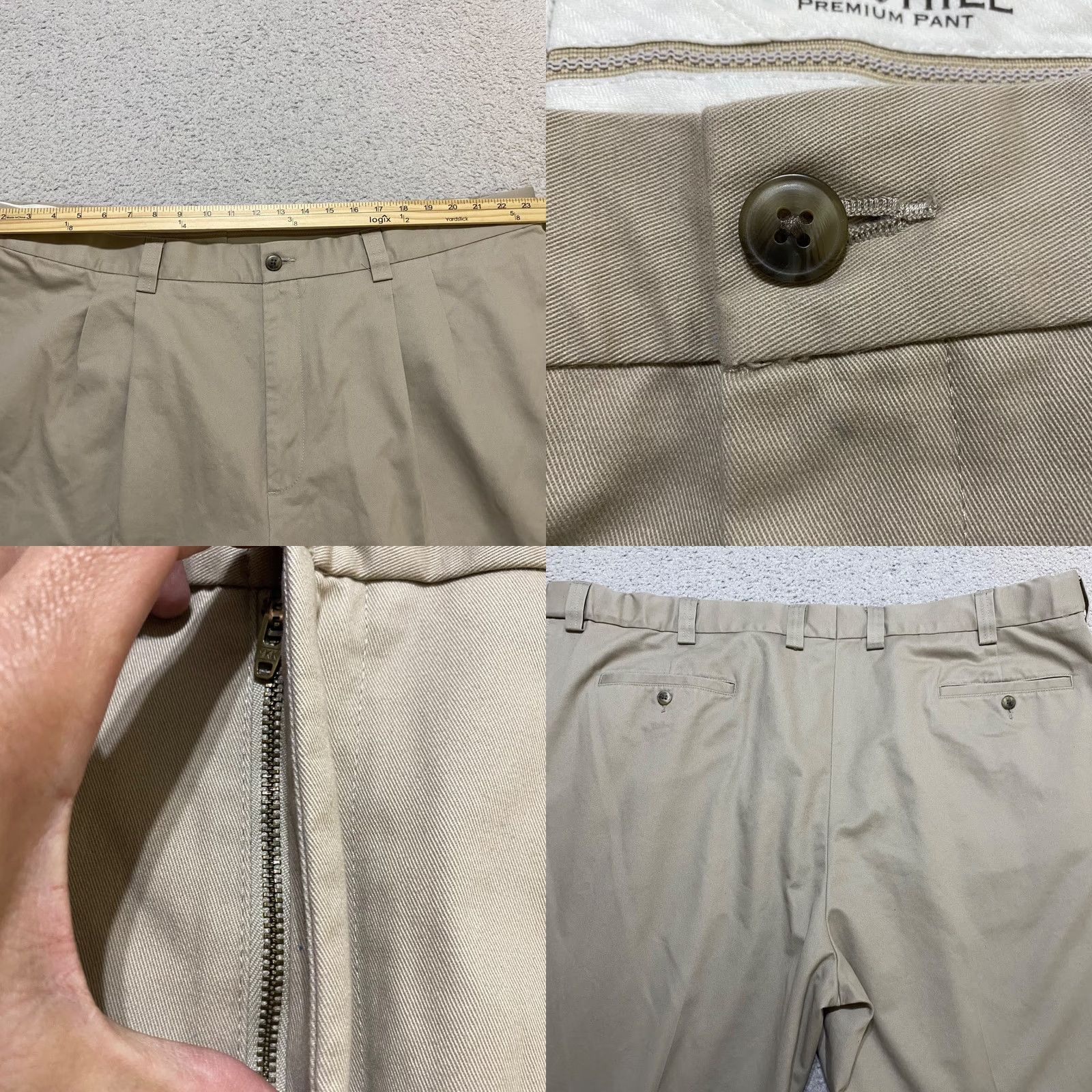 Vintage Oak Hill Dress Pants Mens 50x32 Beige Straight High Rise Pleated Business Casual Pants Mens Reg Tall Beige Size US 34 / EU 50 - 8 Thumbnail