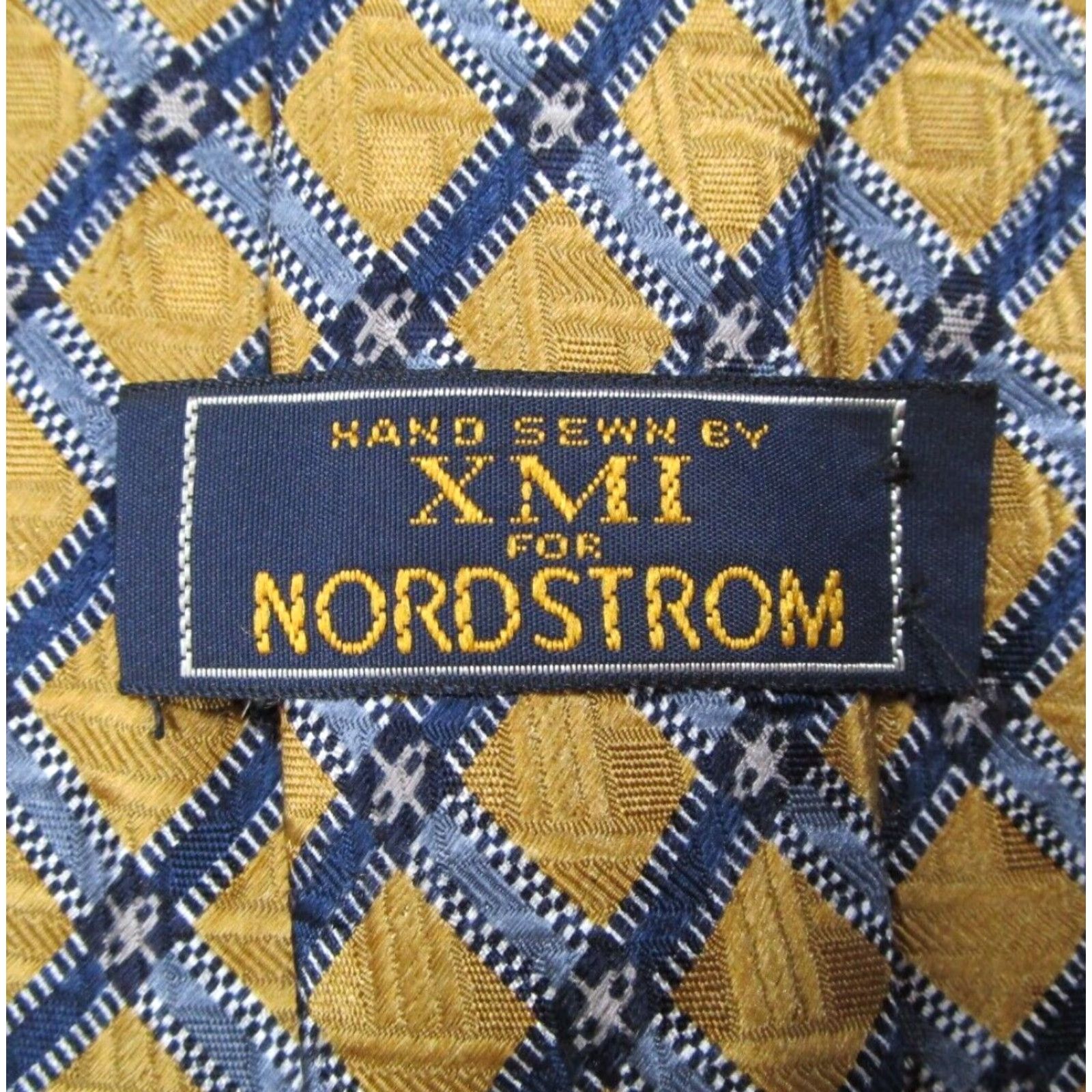 Vintage XMI Nordstrom Neck Tie Mens Yellow Silk Hand Sewn Textured Made in USA Size ONE SIZE - 2 Thumbnail