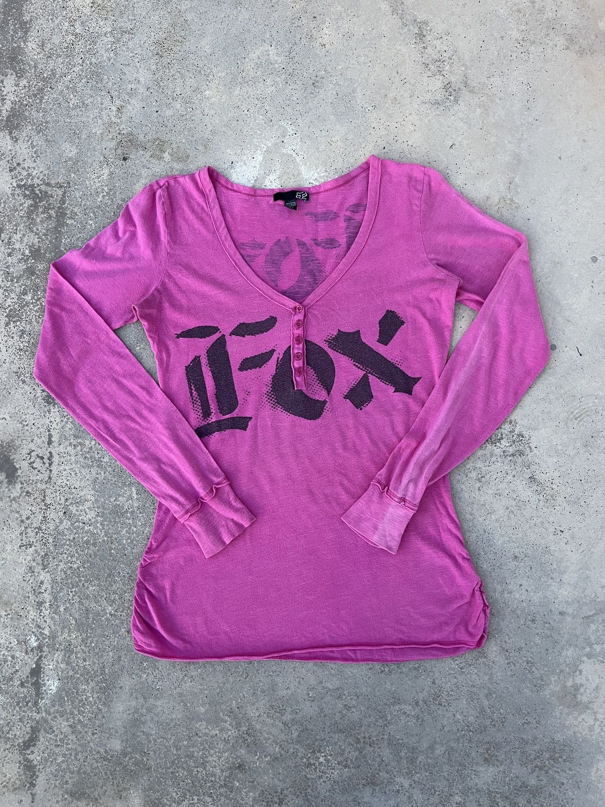 Affliction × Fox Racing × Le Grande Bleu (L.G.B.) Vintage Fox Riders Co Punk Gothic Long Sleeve T-Shirt Size US S / EU 44-46 / 1 - 3 Thumbnail