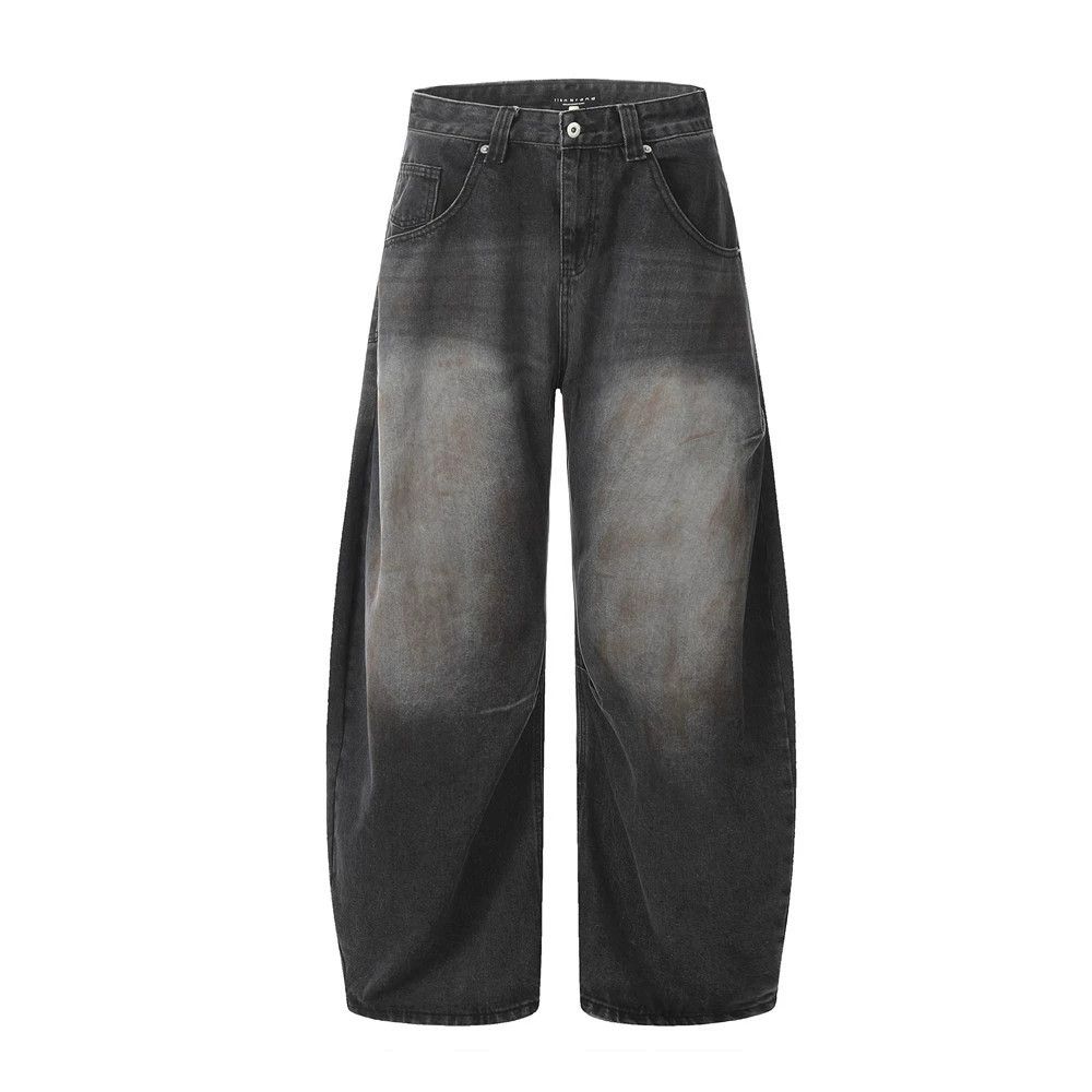 Japanese Brand × Jean Men's dirty wrinkled loose washed distressed scimitar jeans Size US 32 / EU 48 - 1 Thumbnail