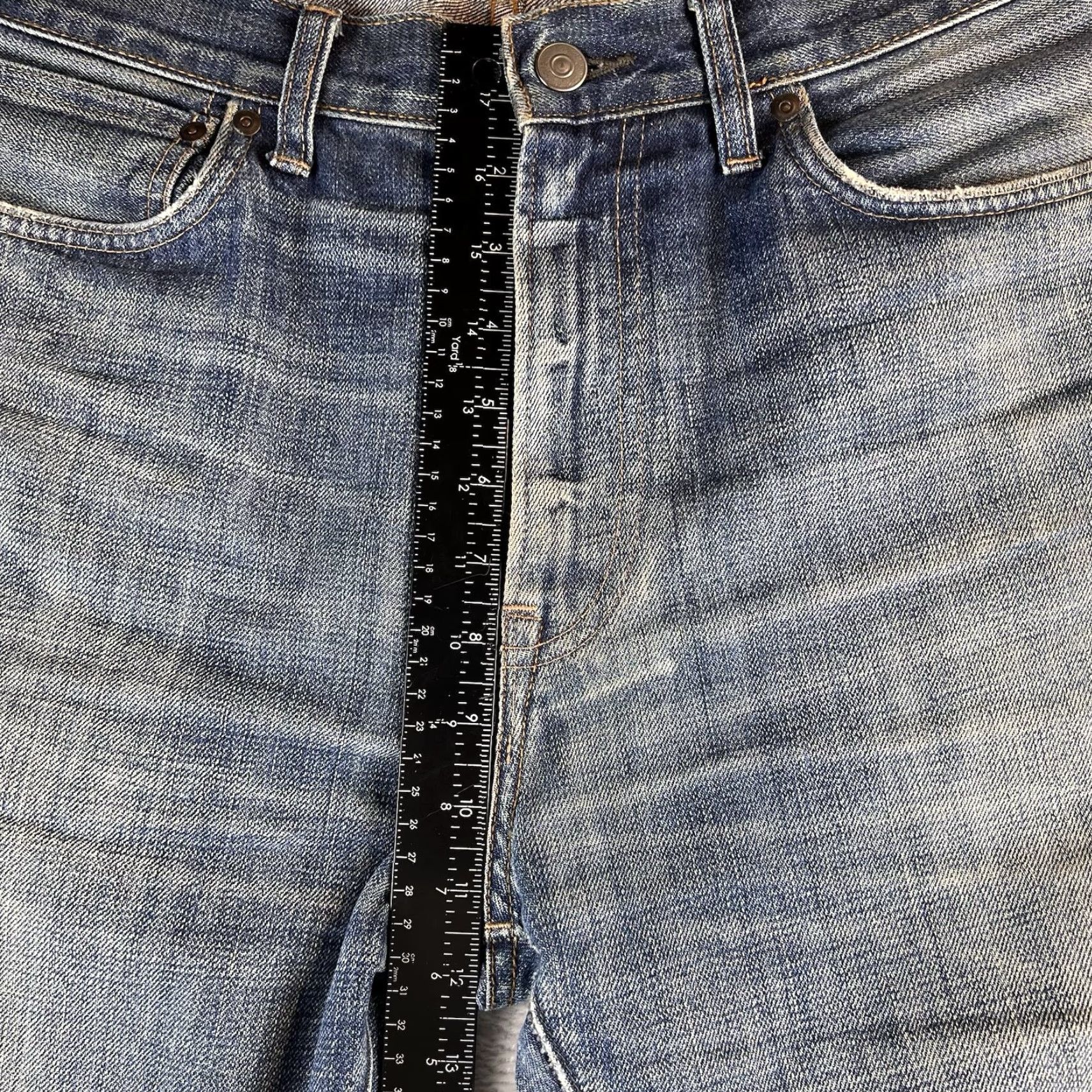J.Crew J.CREW Jeans Slim Straight Mens 35x32 Blue Denim Cotton Distressed 5-Pocket Logo Button Zipper Vintage No N/A Size US 35 - 6 Thumbnail