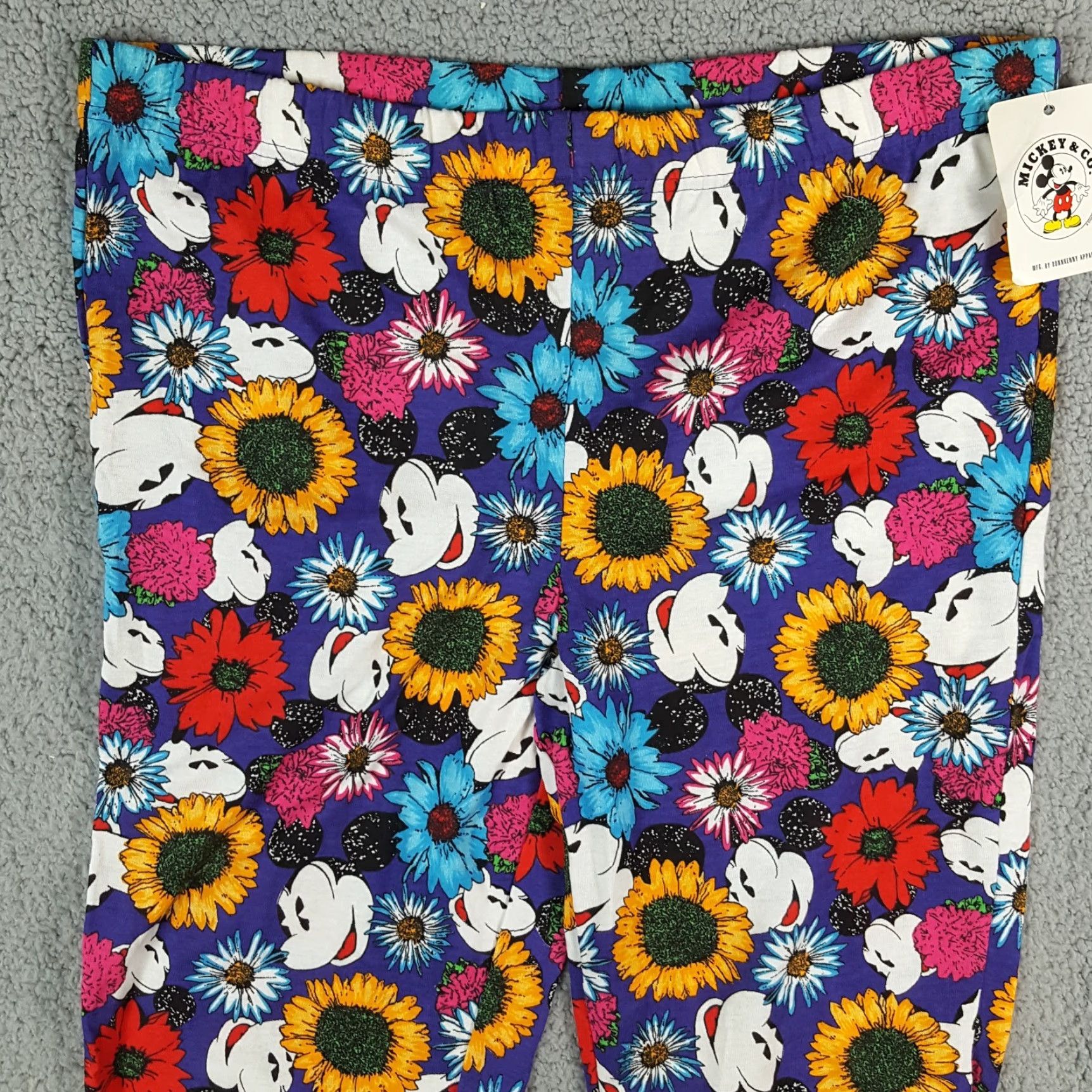 Mickey & Co. VINTAGE 90s Mickey Mouse Flower Print AOP Women's Size 34" Waist Leggings Pants Size 24" / US 00 / IT 34 - 2 Thumbnail