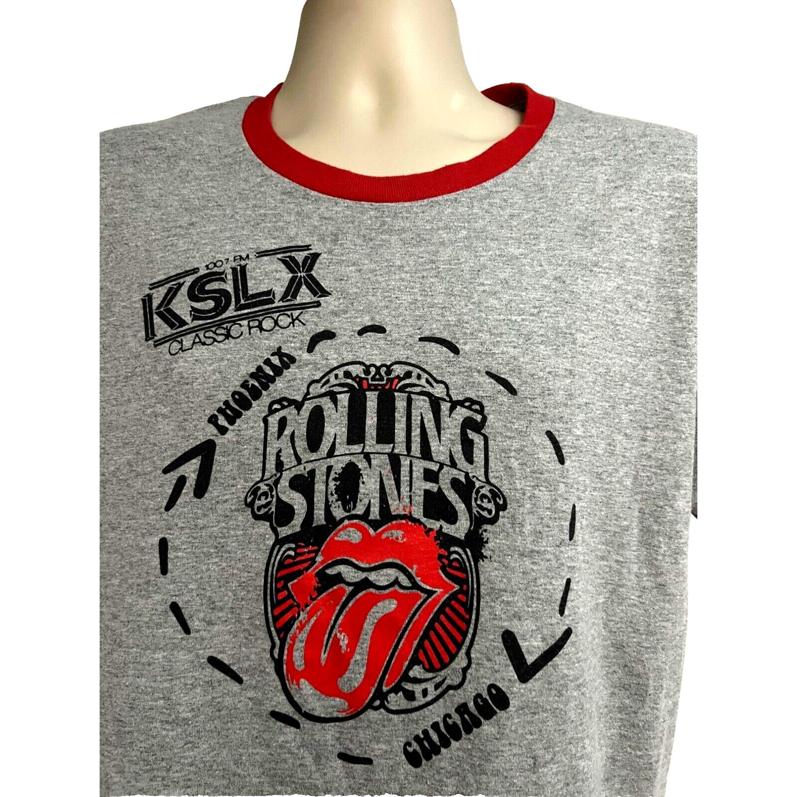 Gildan Rolling Stones Gray Graphic Ringer T-Shirt Medium 50/50 Size US M / EU 48-50 / 2 - 4 Thumbnail