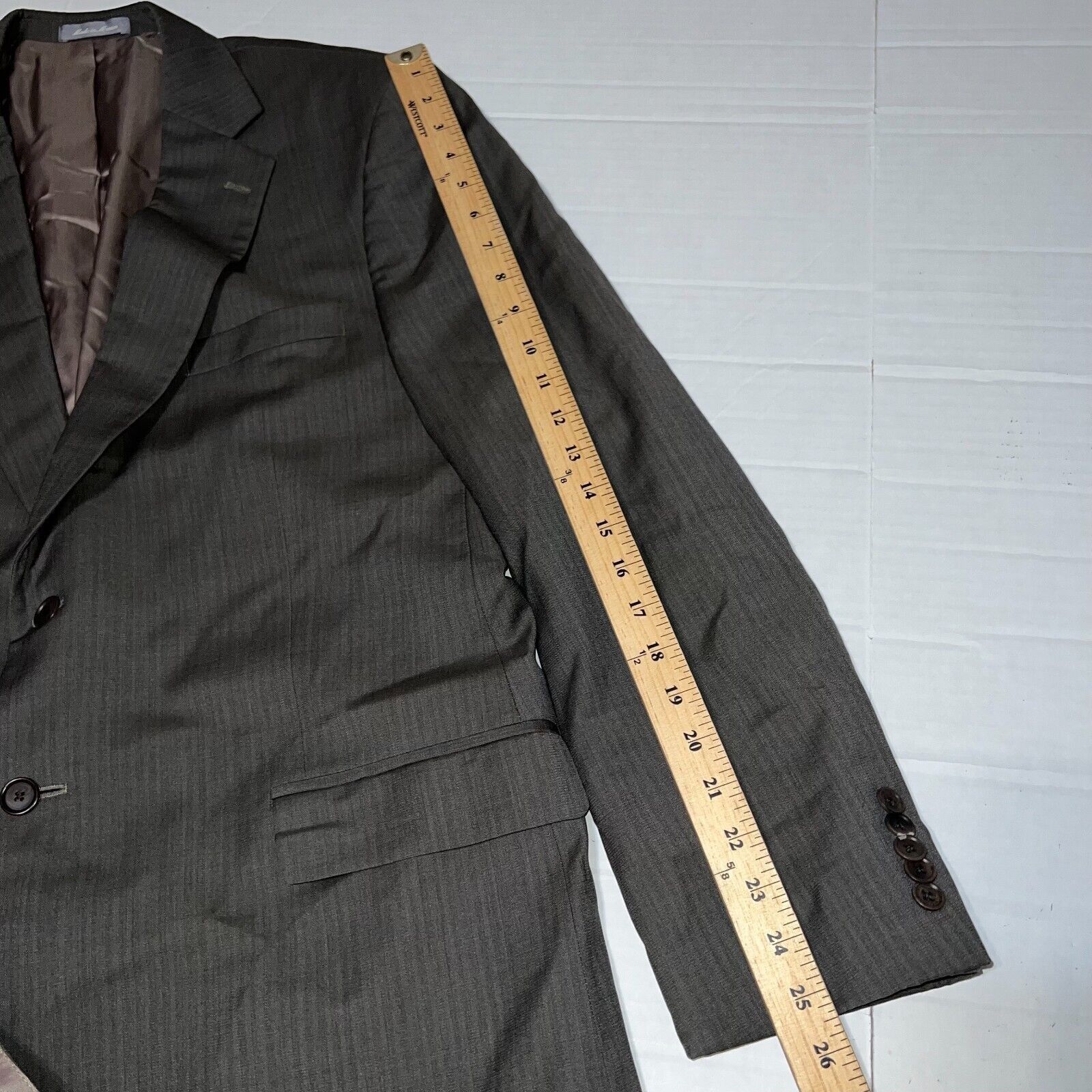 Oscar De La Renta Men’s Oscar De La Renta Grey Striped Blazer 46R W41 Wool 2B Size 46R - 13 Thumbnail