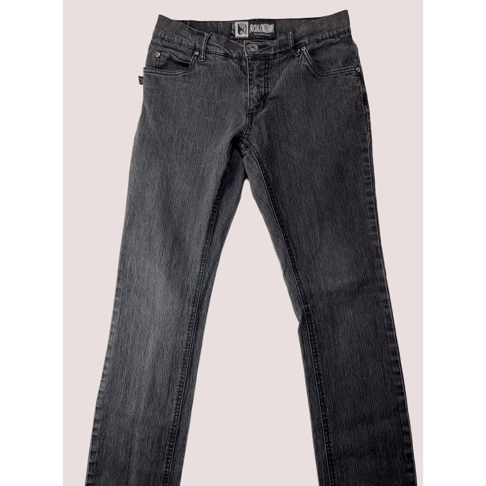 Vintage Social Collision Jeans Mens 30x33.5 Slim Skinny Black Denim 5-Pocket Zipper Button Cotton Polyester Goth Grunge Y2K Band Biker Size US 30 / EU 46 - 1 Thumbnail