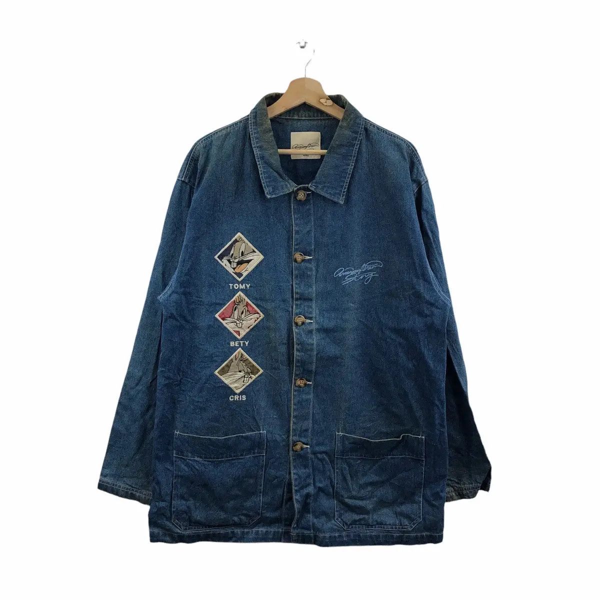 Cartoon Network × Vintage Vtg 90' BUGS BUNNY CARTOON Looney Tunes Jeans Denim Jacket Size M / US 6-8 / IT 42-44 - 1 Thumbnail