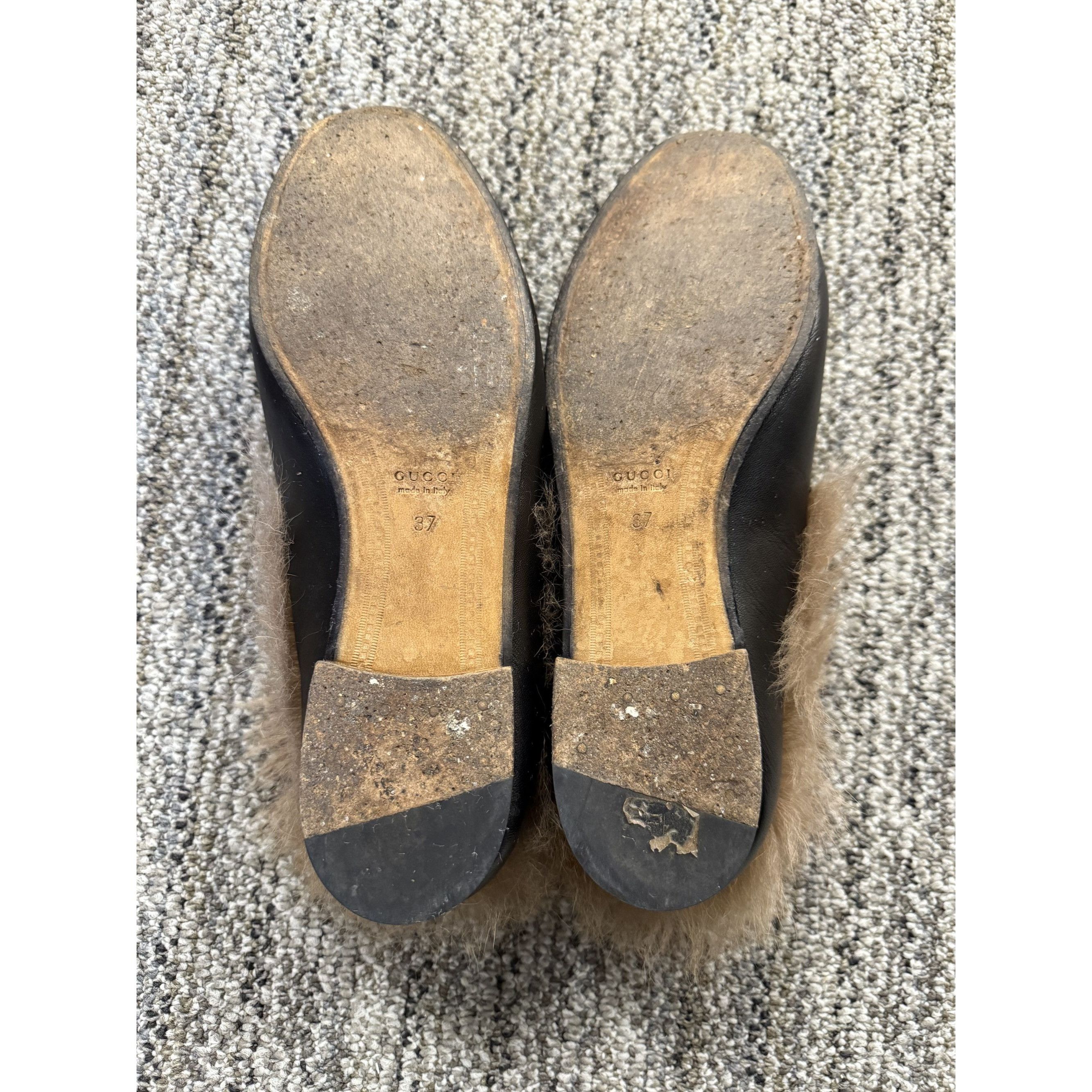 Gucci Gucci Black Leather Princetown Fur Lined Loafers Size 37 Mad Size US 7 / IT 37 - 8 Thumbnail