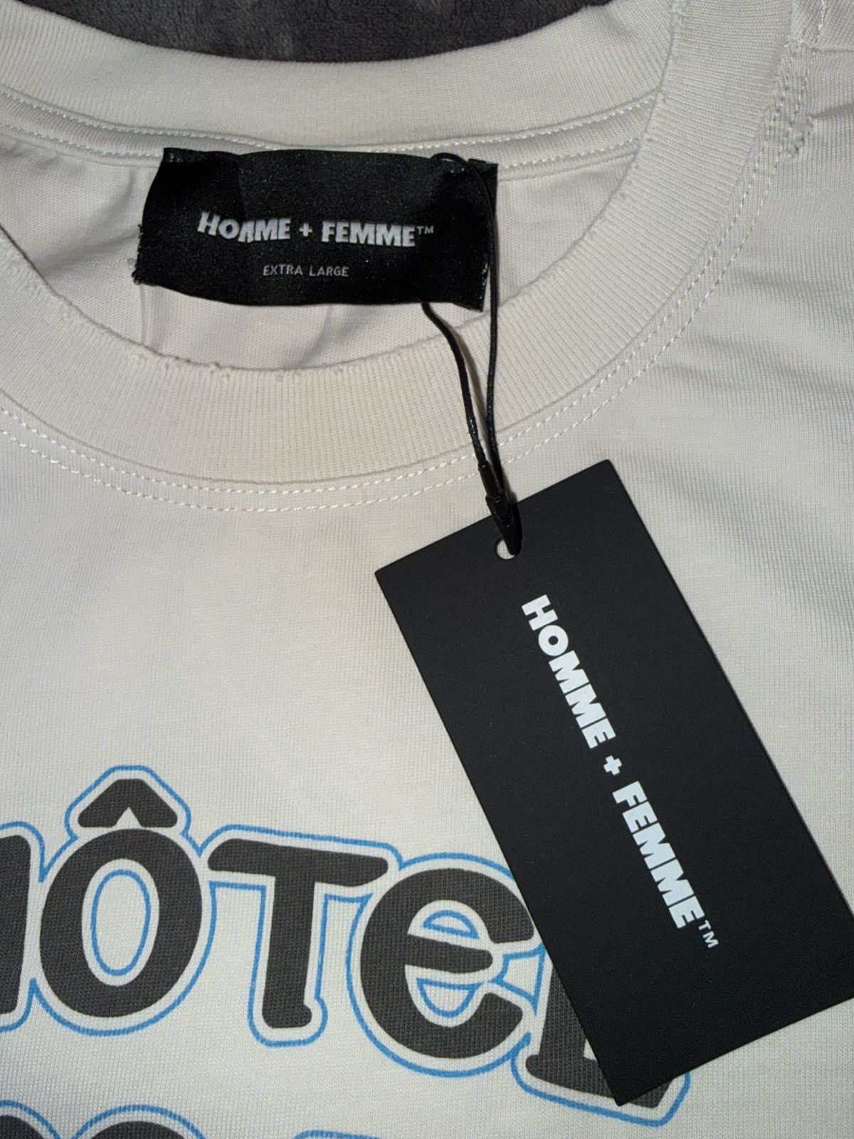 Homme + Femme La Homme + Femme Hotel Graphic Distressed Tee In Cream size XL Size US XL / EU 56 / 4 - 3 Thumbnail