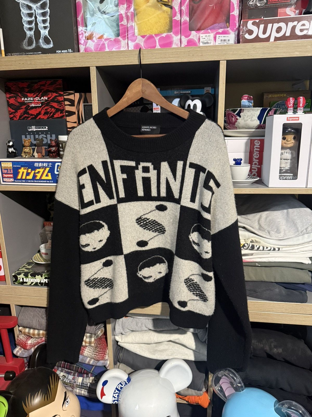 Enfants Riches Deprimes ERD Black/White Intarsia Knit Cashmere/Wool Sweater Size US L / EU 52-54 / 3 - 1 Thumbnail