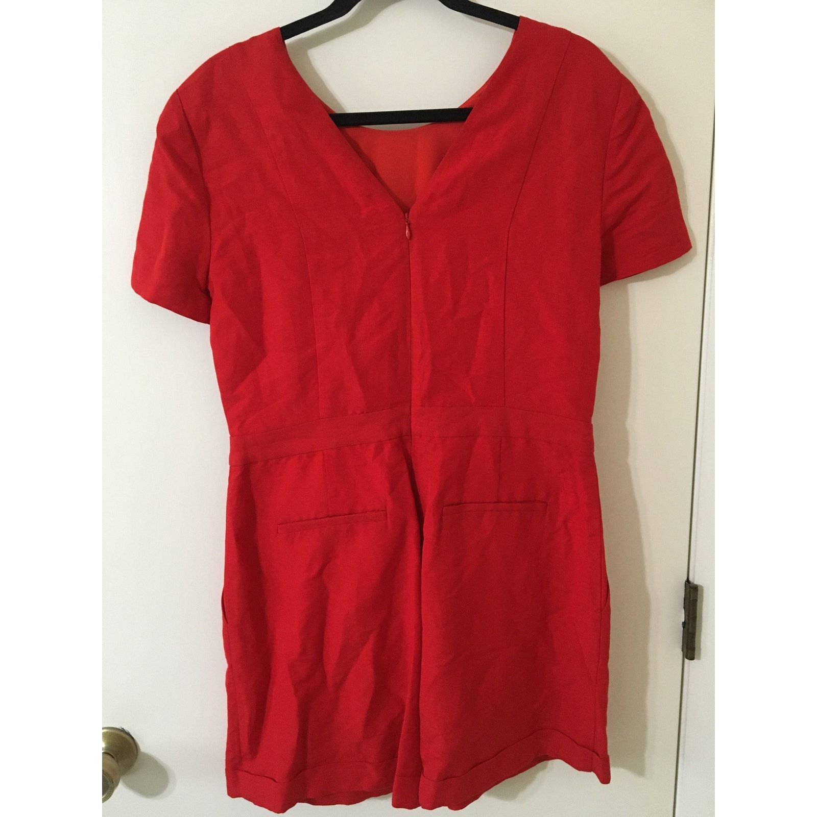 Banana Republic NWT Banana Republic Red Romper 8 Banded Waist Cuffed Pockets Size 30" / US 8 / IT 44 - 3 Thumbnail
